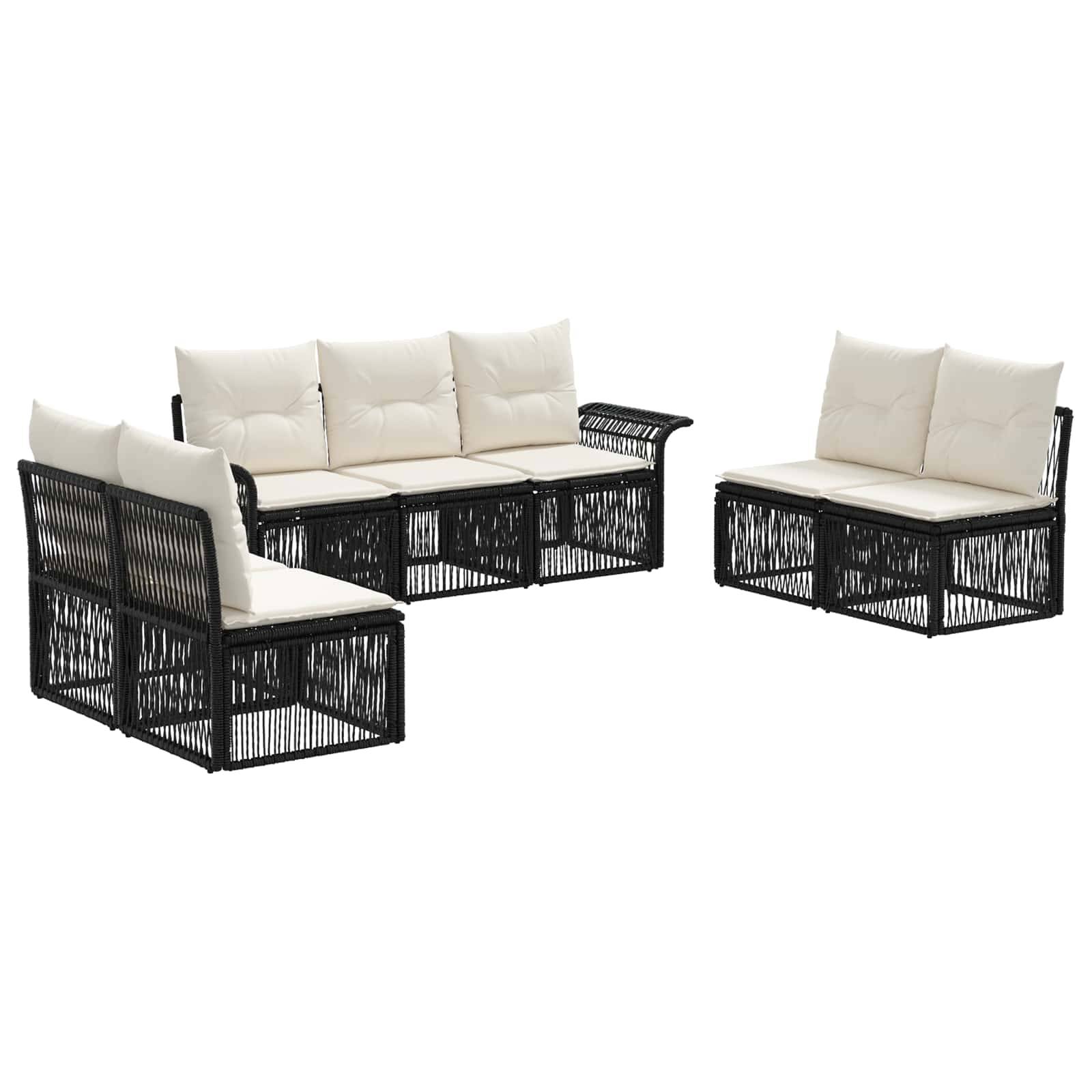 vidaXL Gartensofa-set 7 pcs Schwarz Poly-Rattan