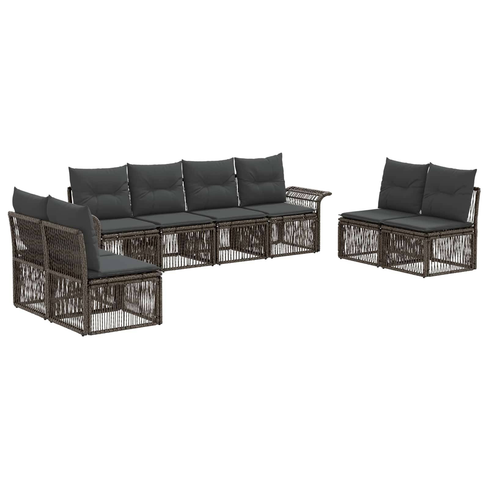vidaXL Gartensofa-set 8 pcs Grau Poly-Rattan