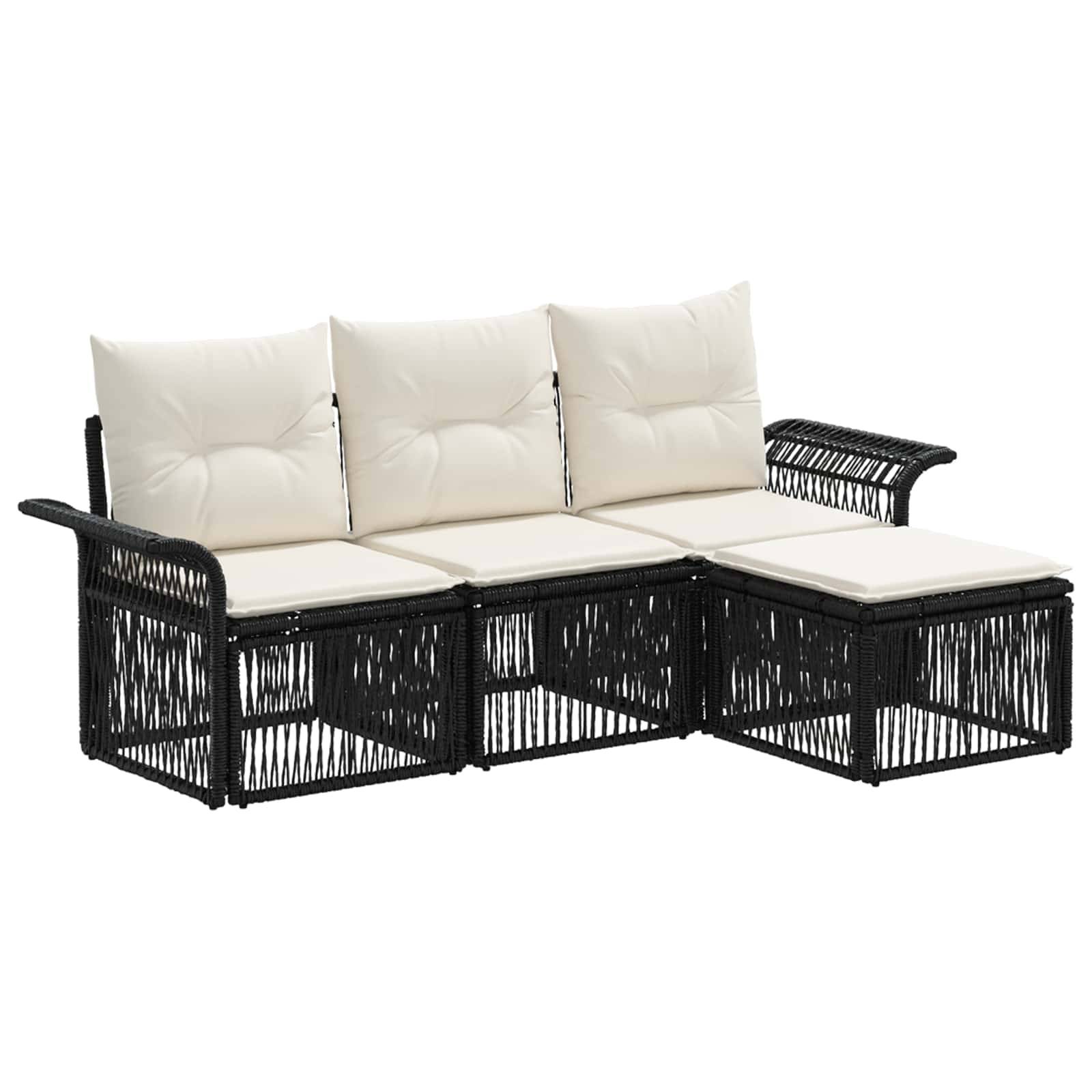 vidaXL Gartensofa-set 4 pcs Schwarz Poly-Rattan