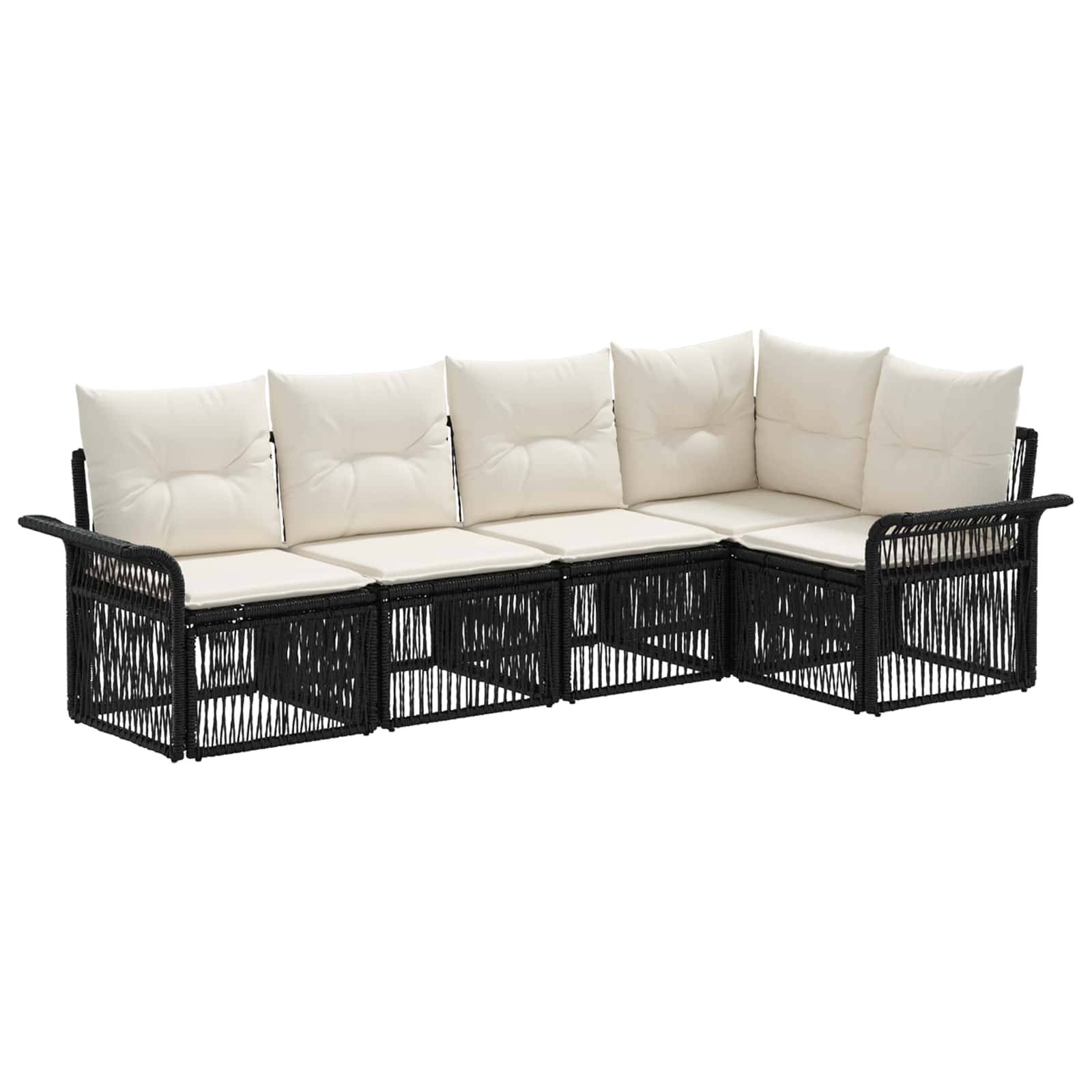 vidaXL Gartensofa-set 5 pcs Schwarz Poly-Rattan