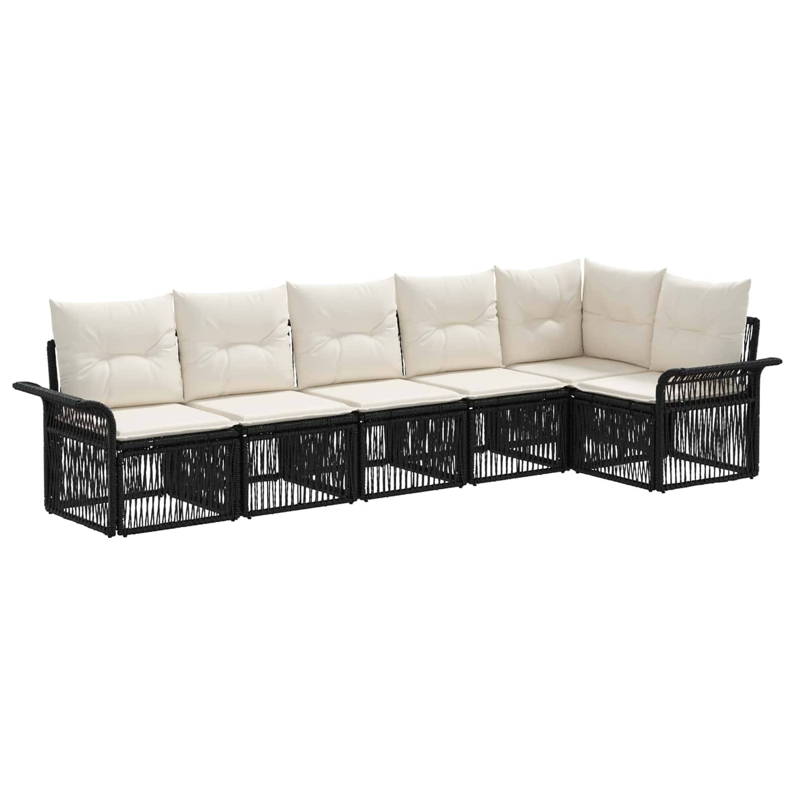 vidaXL Gartensofa-set 6 pcs Schwarz Poly-Rattan