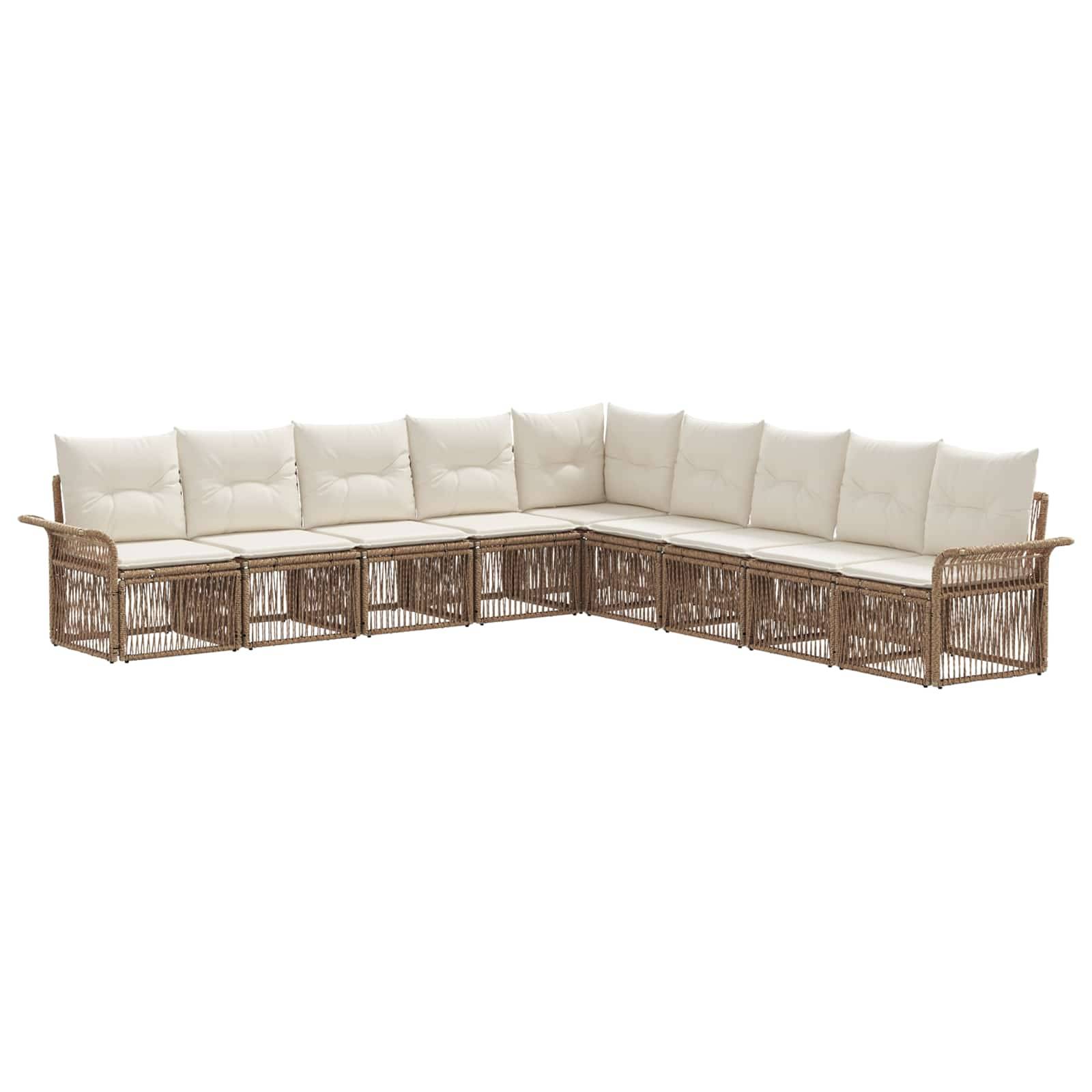 vidaXL Gartensofa-set 9 pcs Beige Poly-Rattan