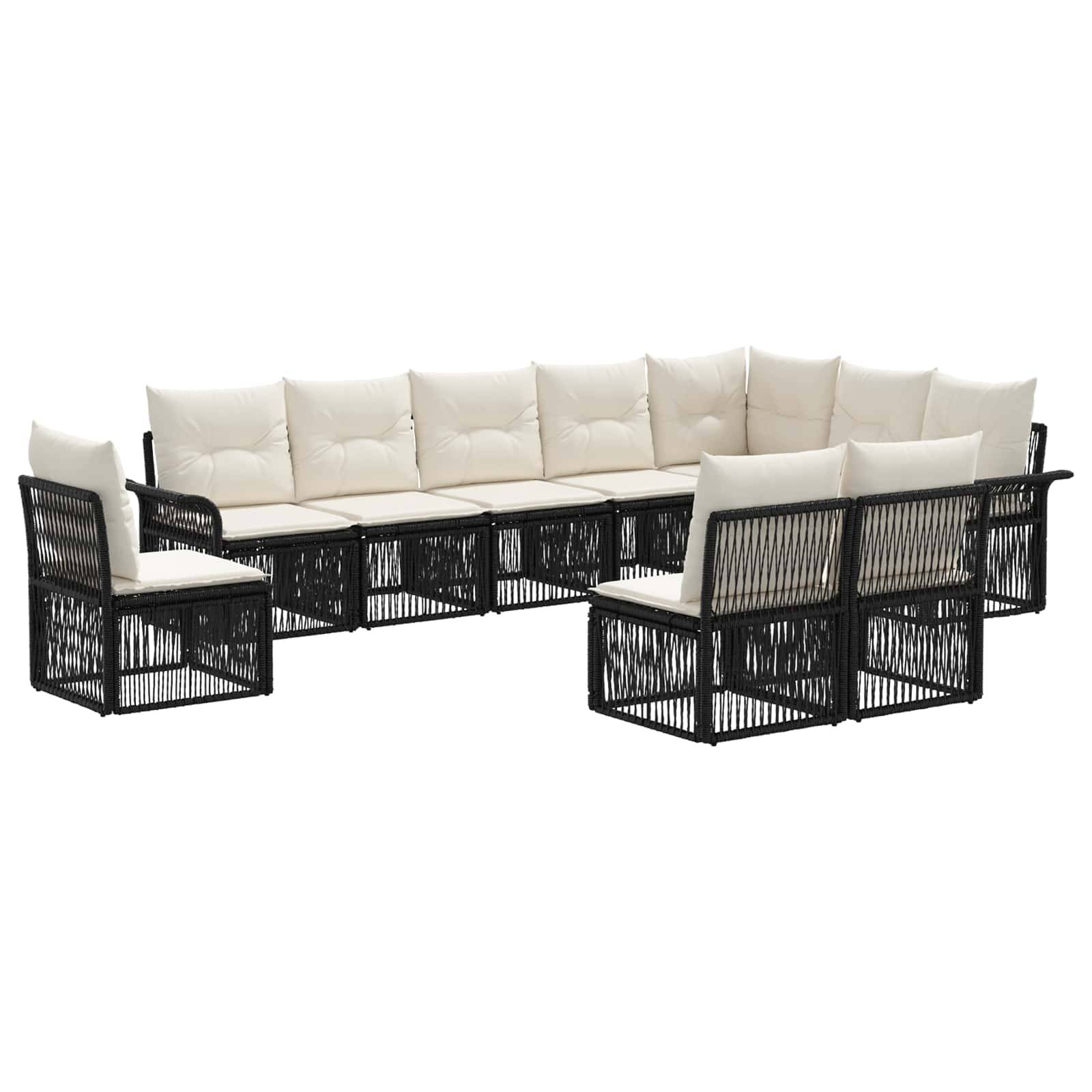 vidaXL Gartensofa-set 10 pcs Schwarz Poly-Rattan