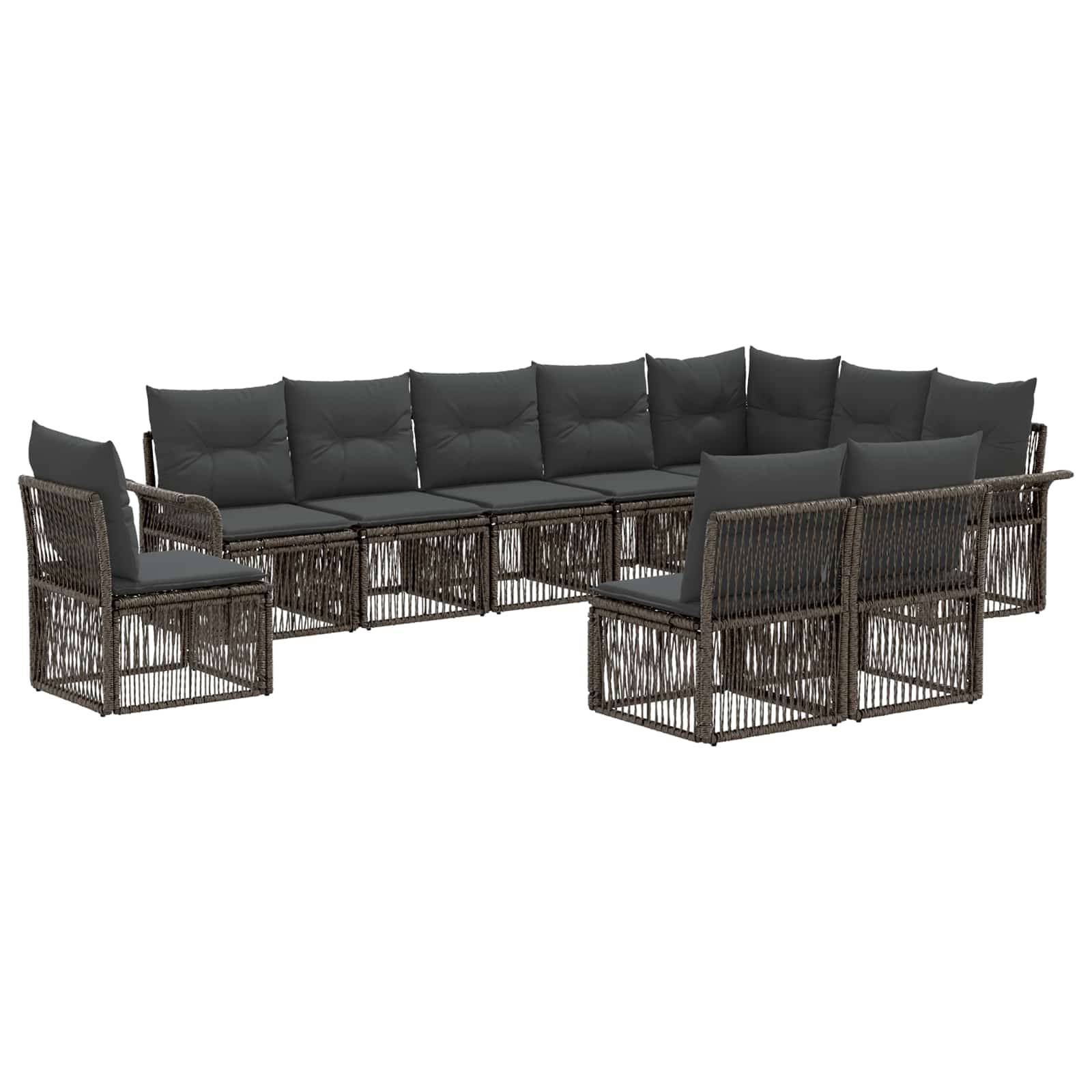 vidaXL Gartensofa-set 10 pcs Grau Poly-Rattan