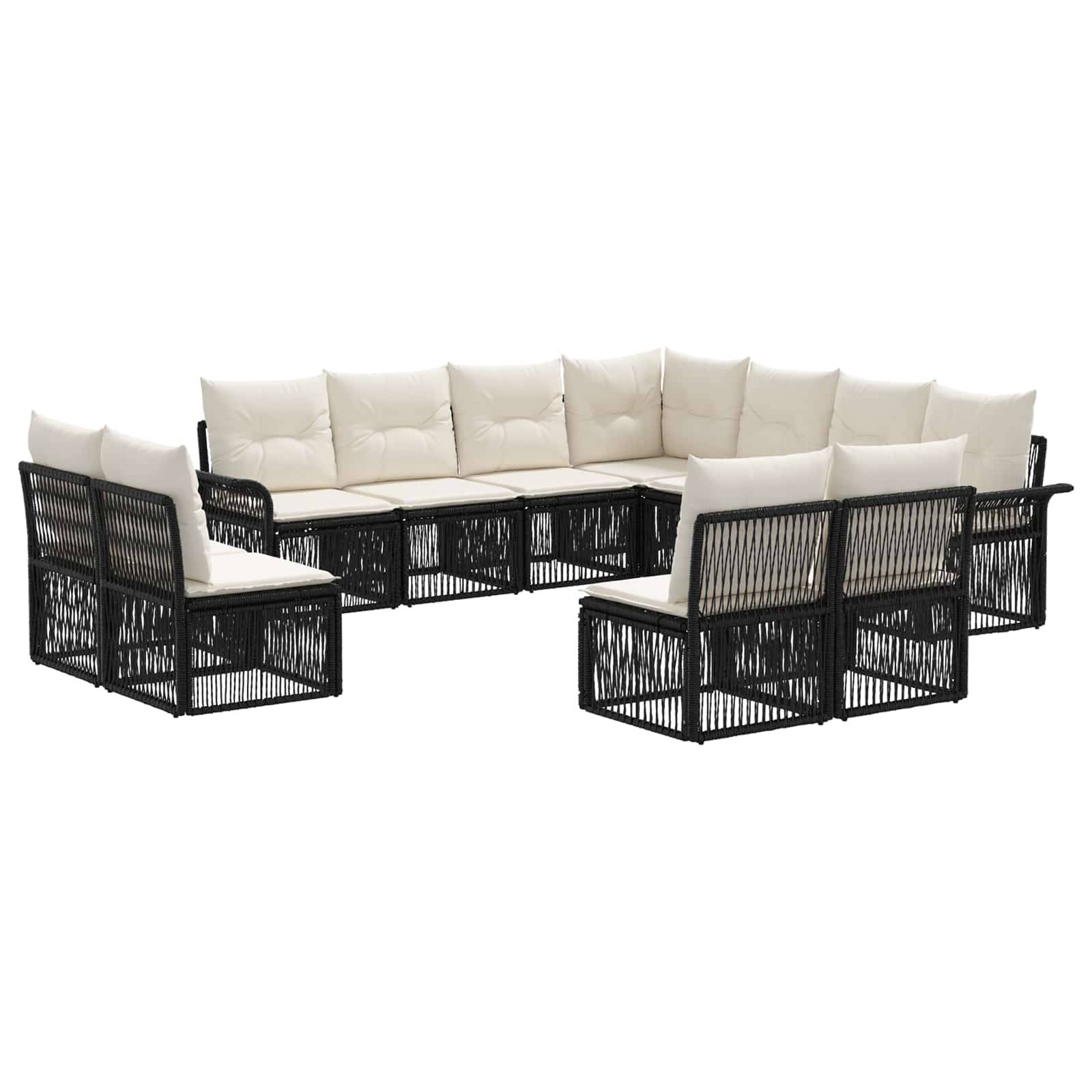 vidaXL Gartensofa-set 11 pcs Schwarz Poly-Rattan