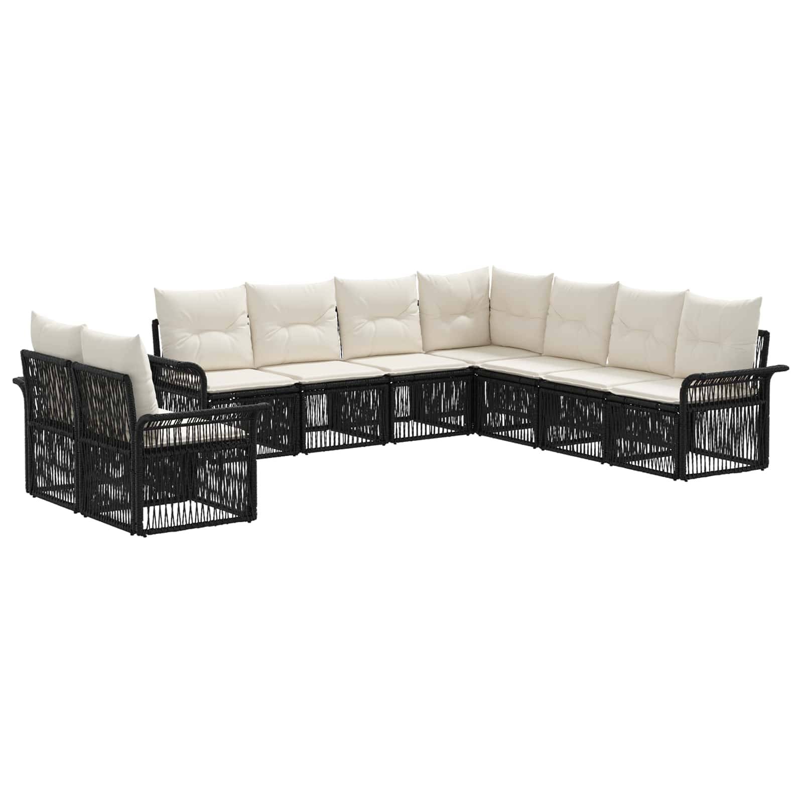 vidaXL Gartensofa-set 9 pcs Schwarz Poly-Rattan
