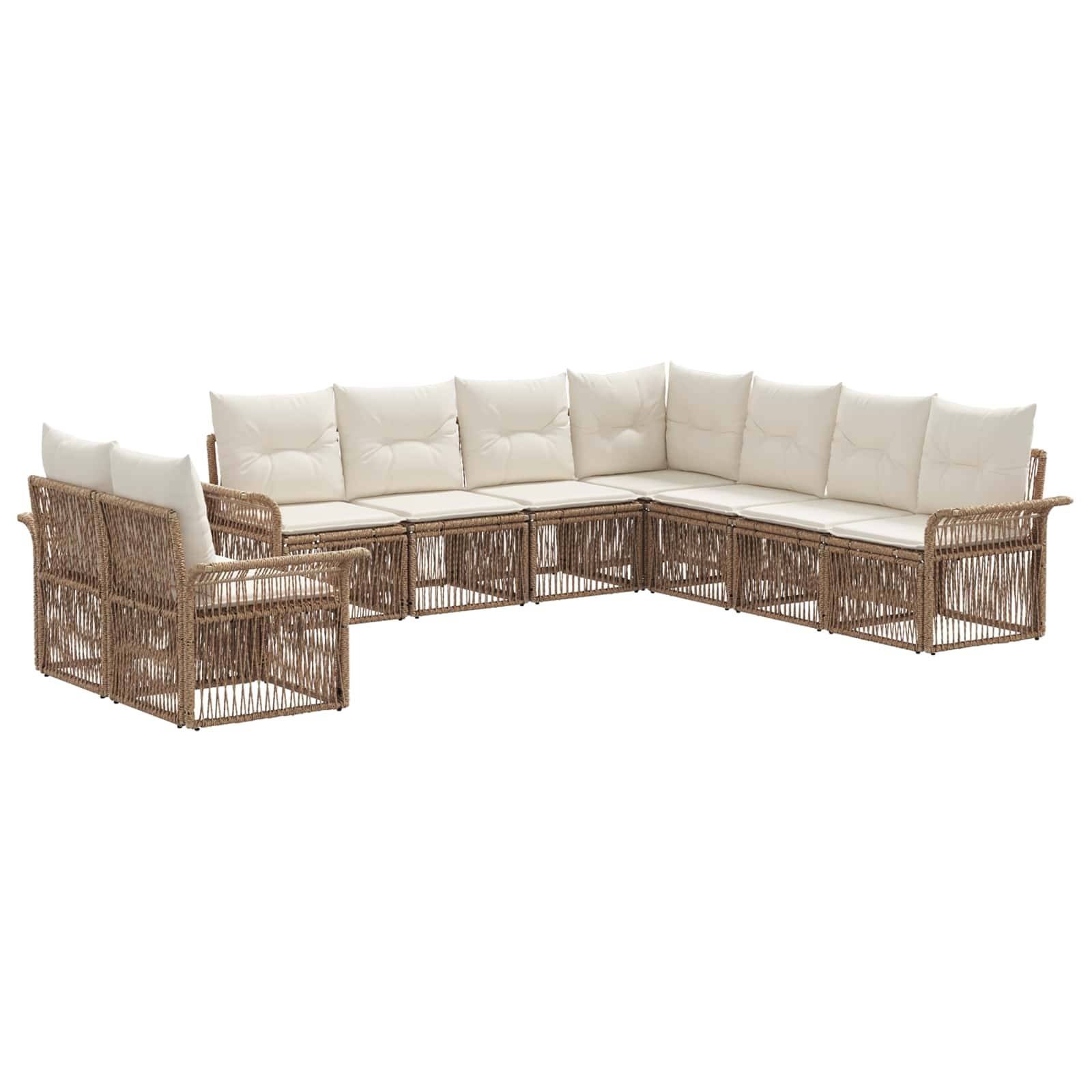vidaXL Gartensofa-set 9 pcs Beige Poly-Rattan