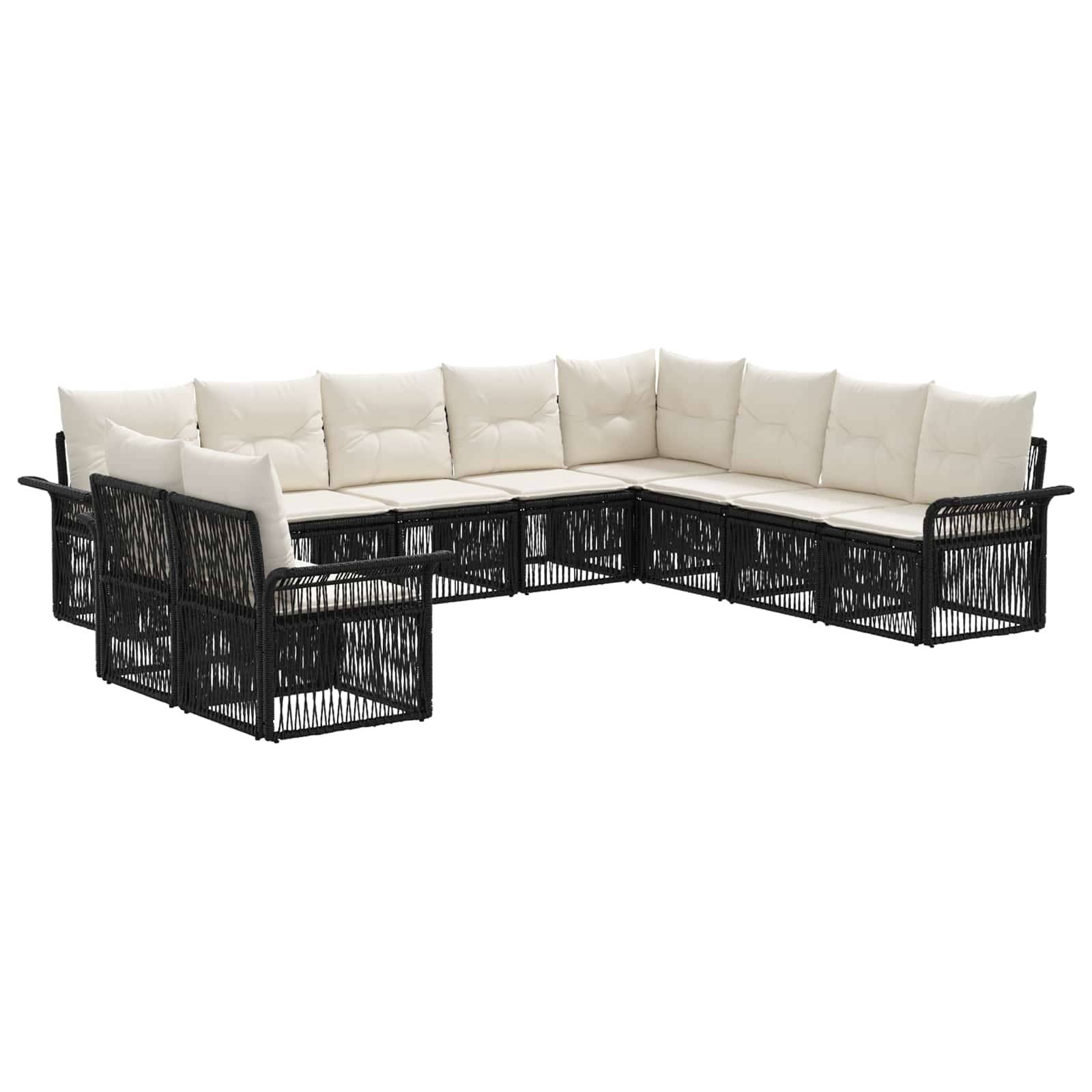 vidaXL Gartensofa-set 10 pcs Schwarz Poly-Rattan