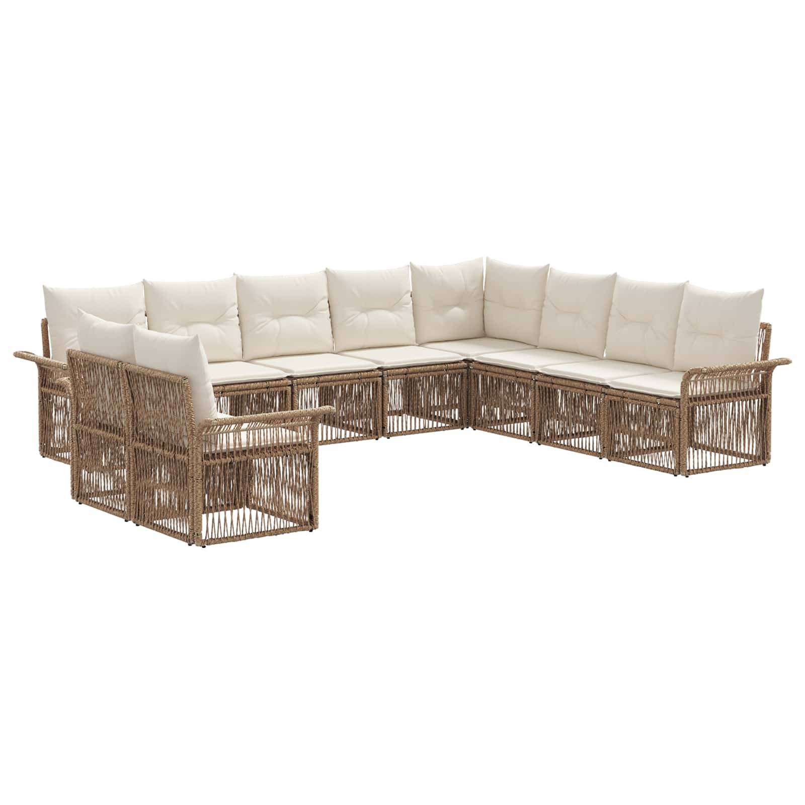 vidaXL Gartensofa-set 10 pcs Beige Poly-Rattan