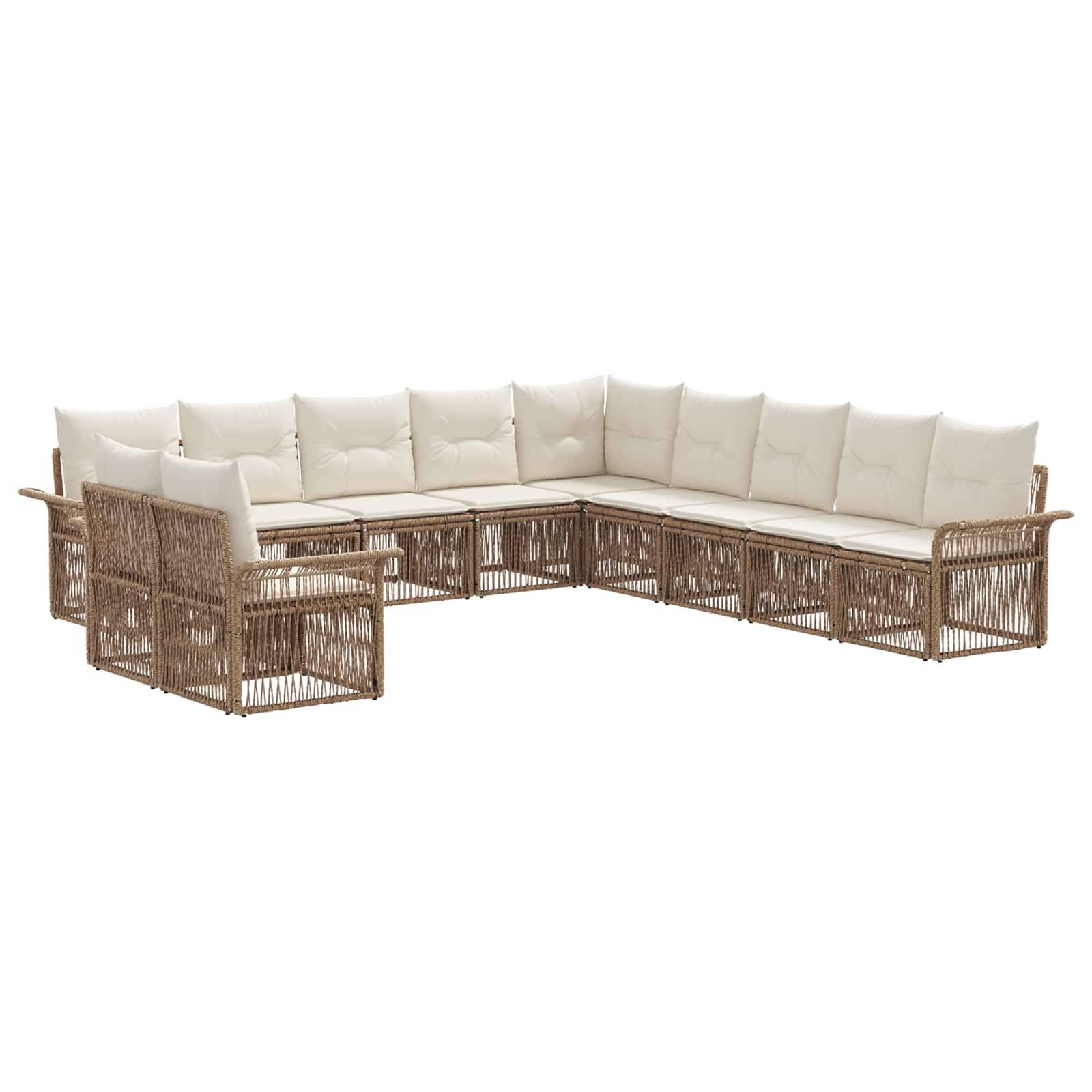vidaXL Gartensofa-set 11 pcs Beige Poly-Rattan