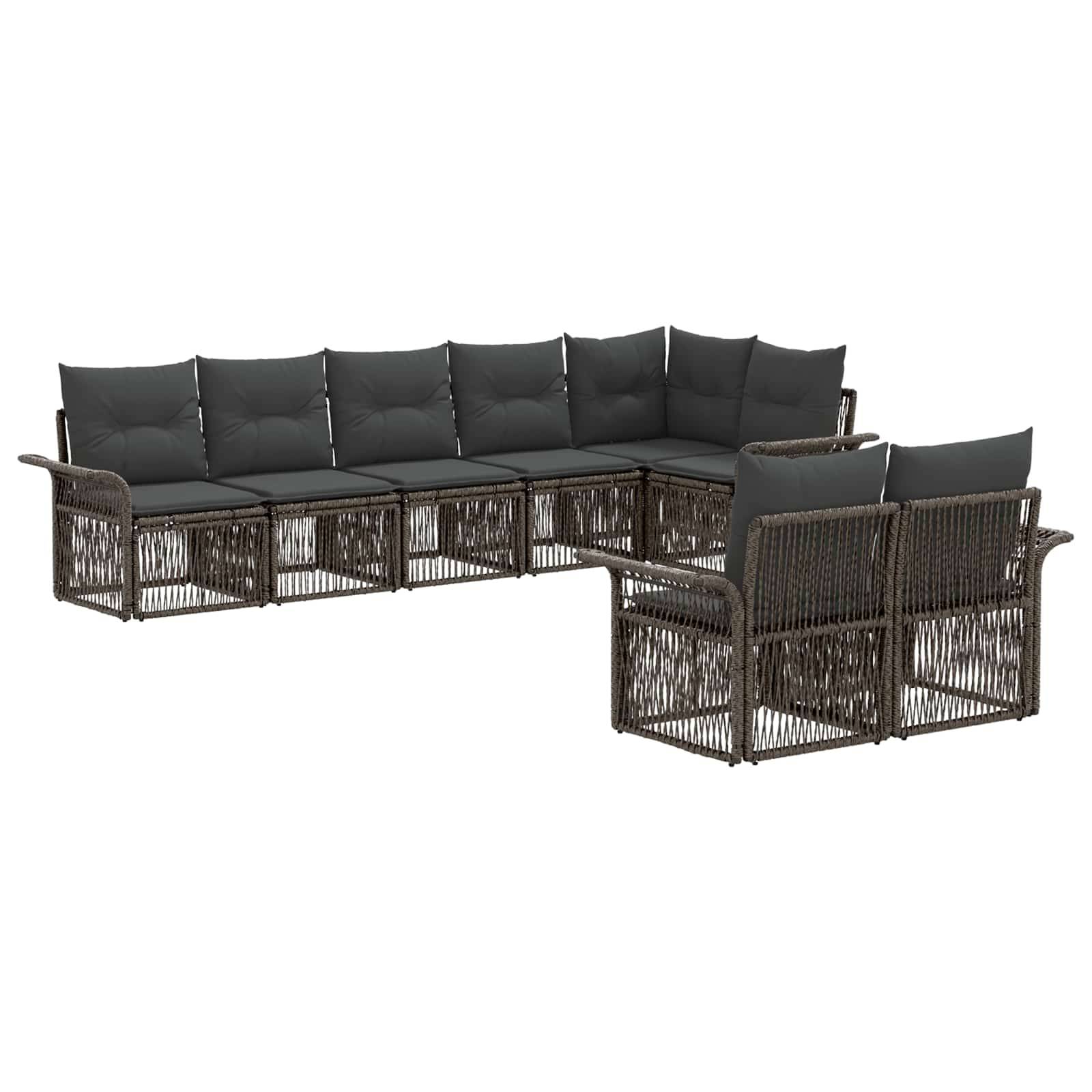 vidaXL Gartensofa-set 8 pcs Grau Poly-Rattan