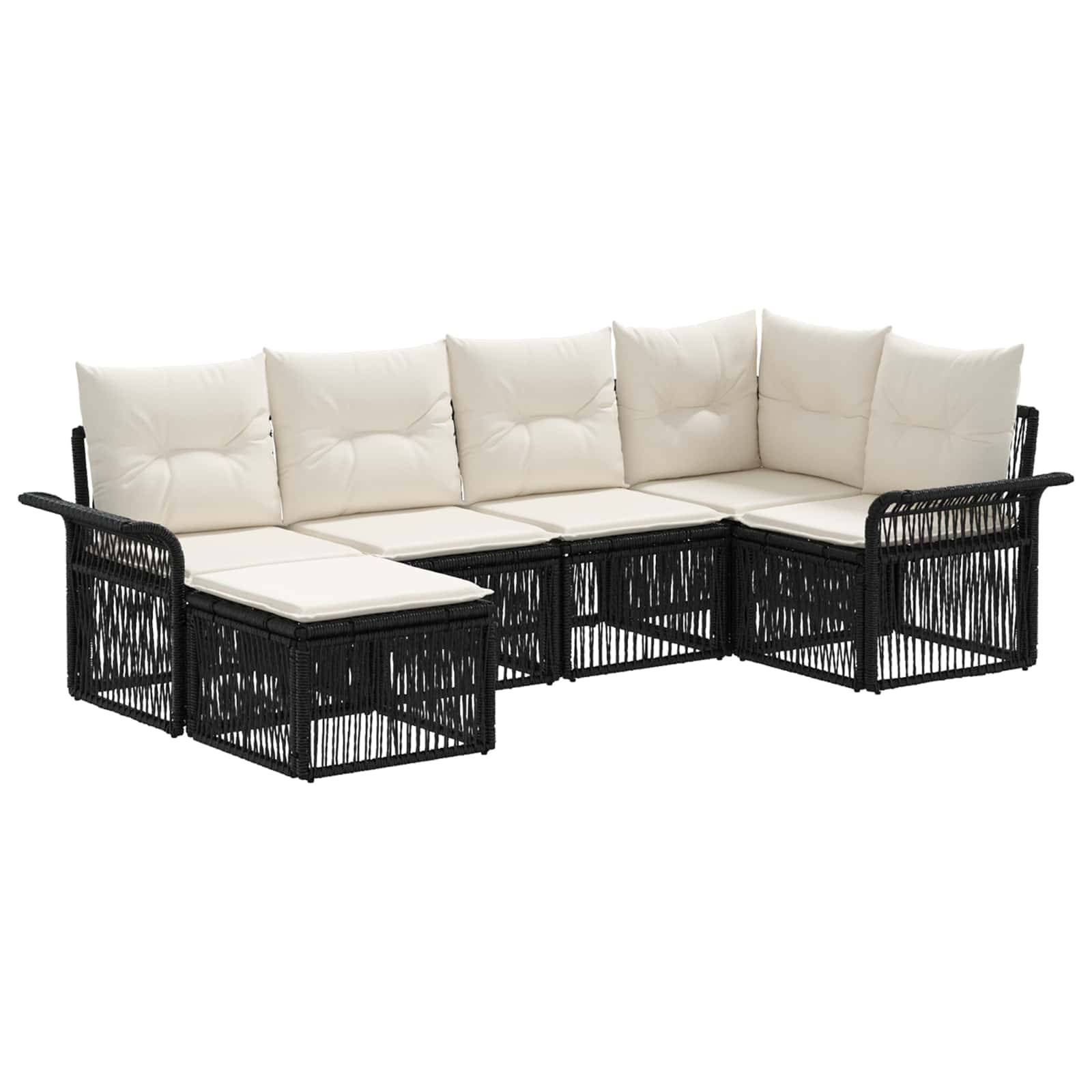 vidaXL Gartensofa-set 6 pcs Schwarz Poly-Rattan