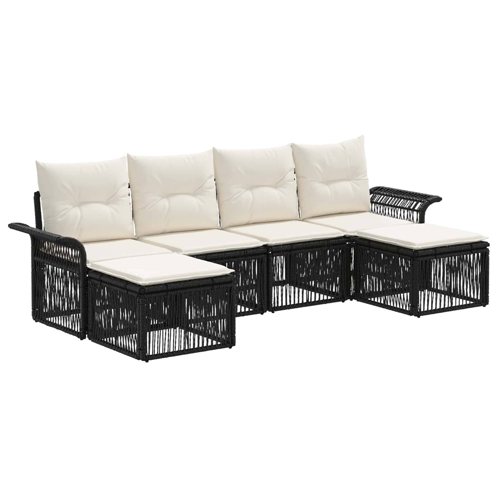 vidaXL Gartensofa-set 6 pcs Schwarz Poly-Rattan