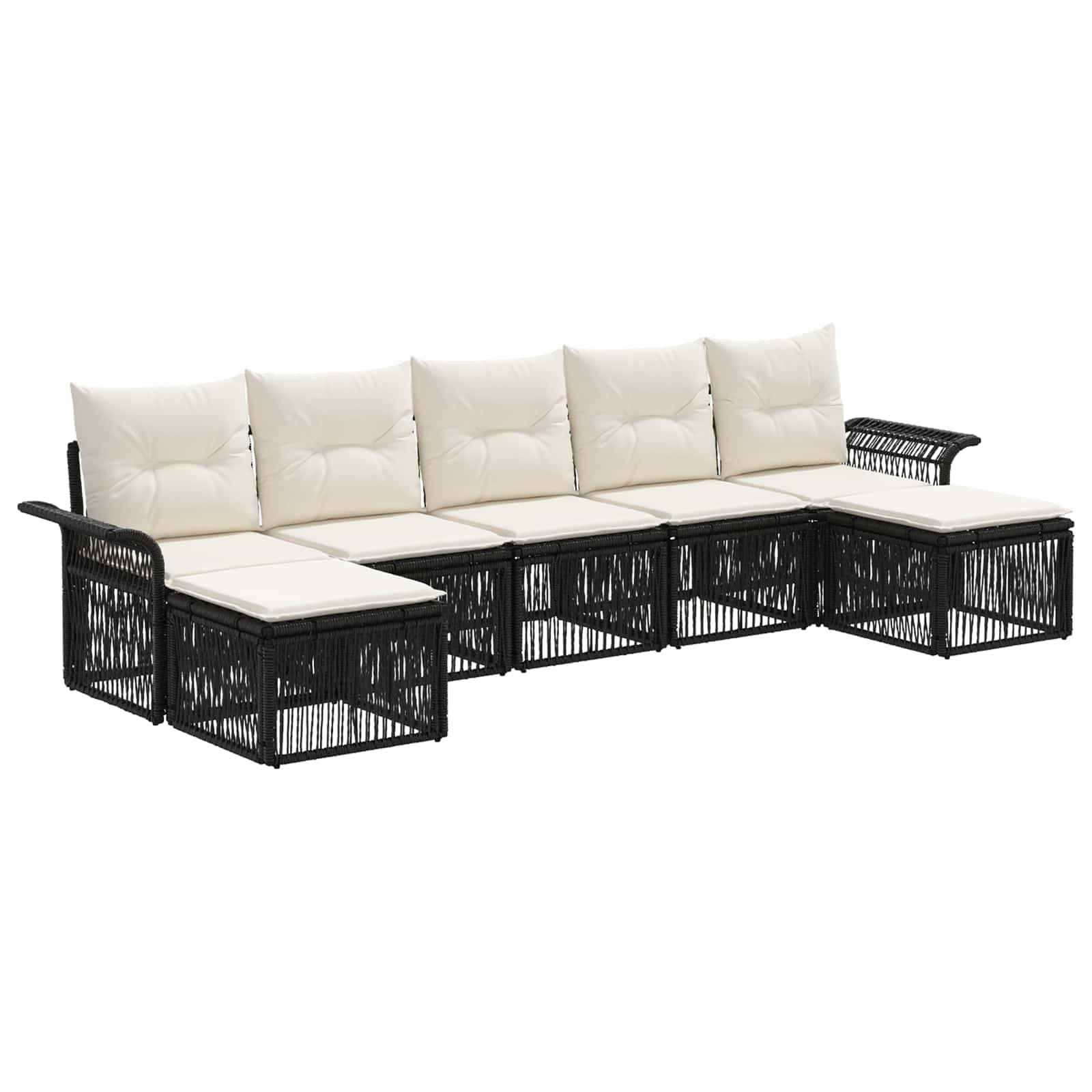 vidaXL Gartensofa-set 7 pcs Schwarz Poly-Rattan