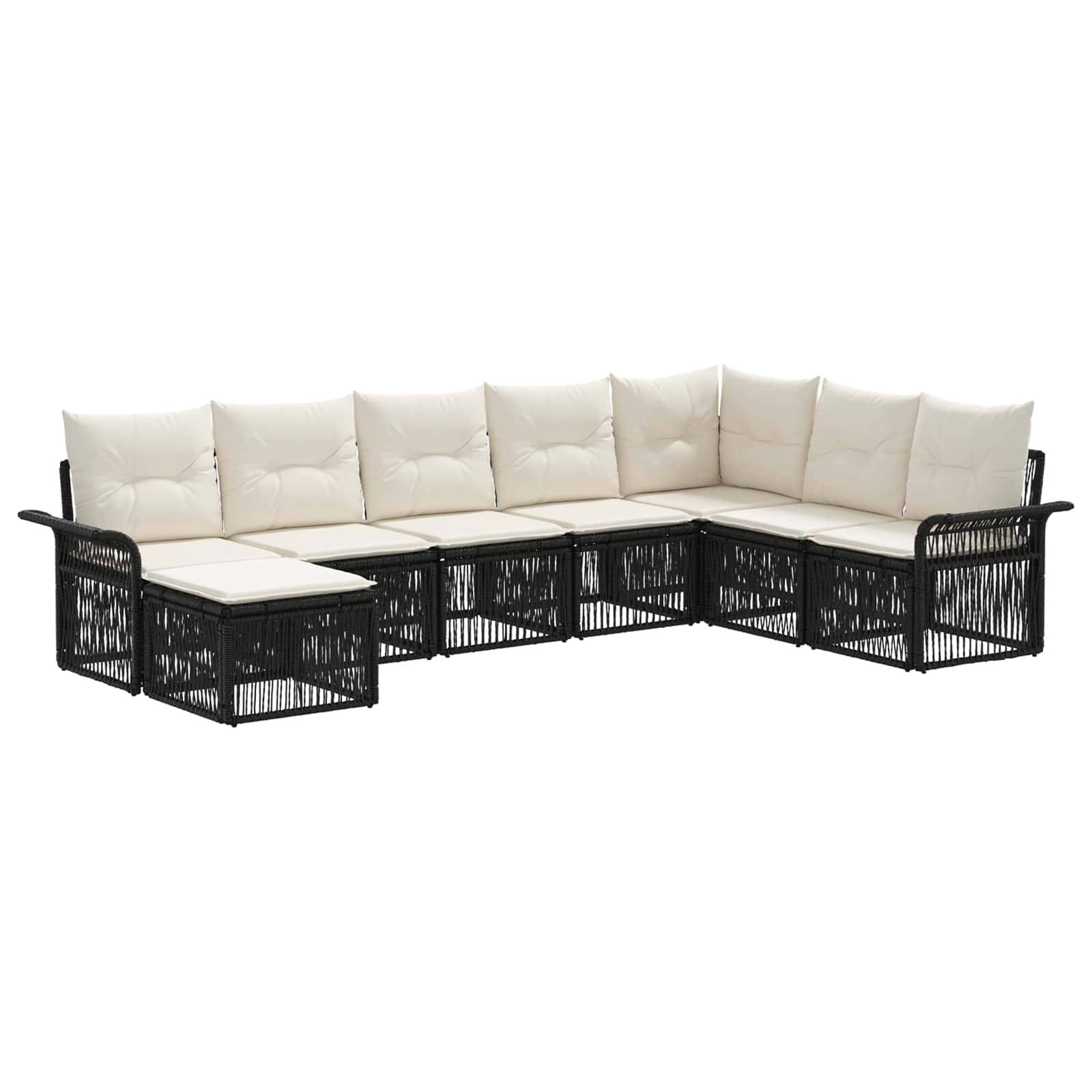 vidaXL Gartensofa-set 8 pcs Schwarz Poly-Rattan