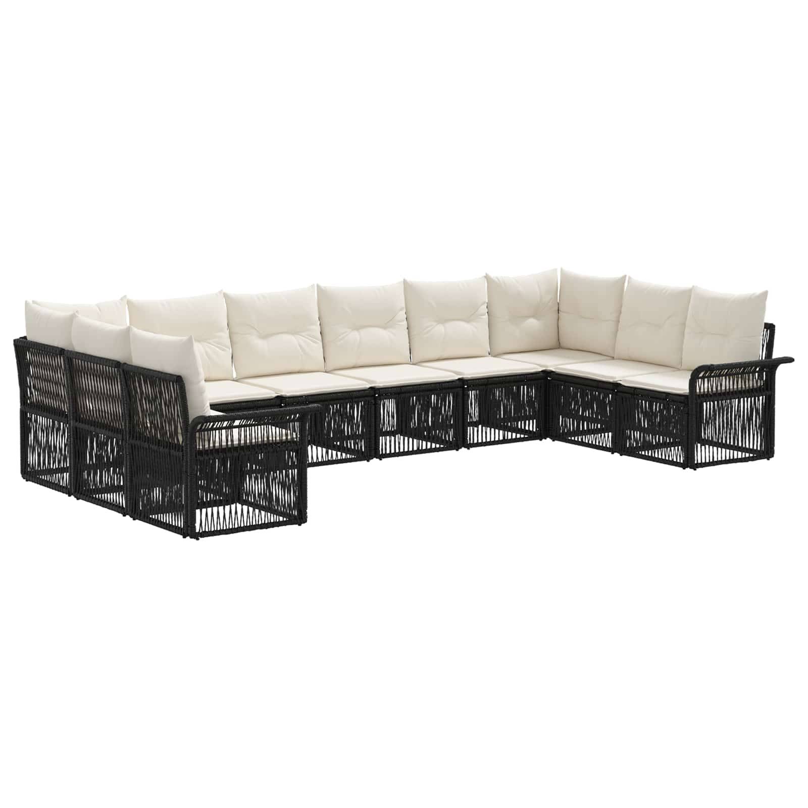 vidaXL Gartensofa-set 10 pcs Schwarz Poly-Rattan