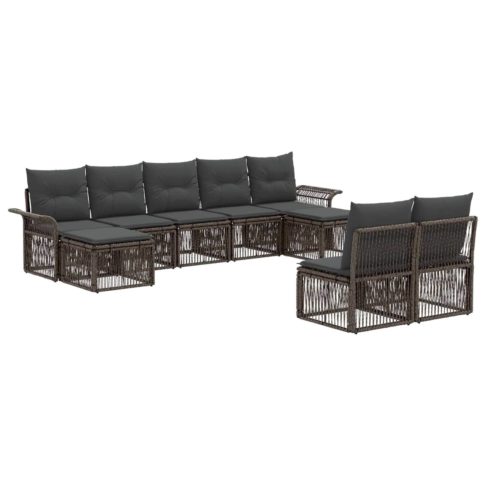 vidaXL Gartensofa-set 9 pcs Grau Poly-Rattan