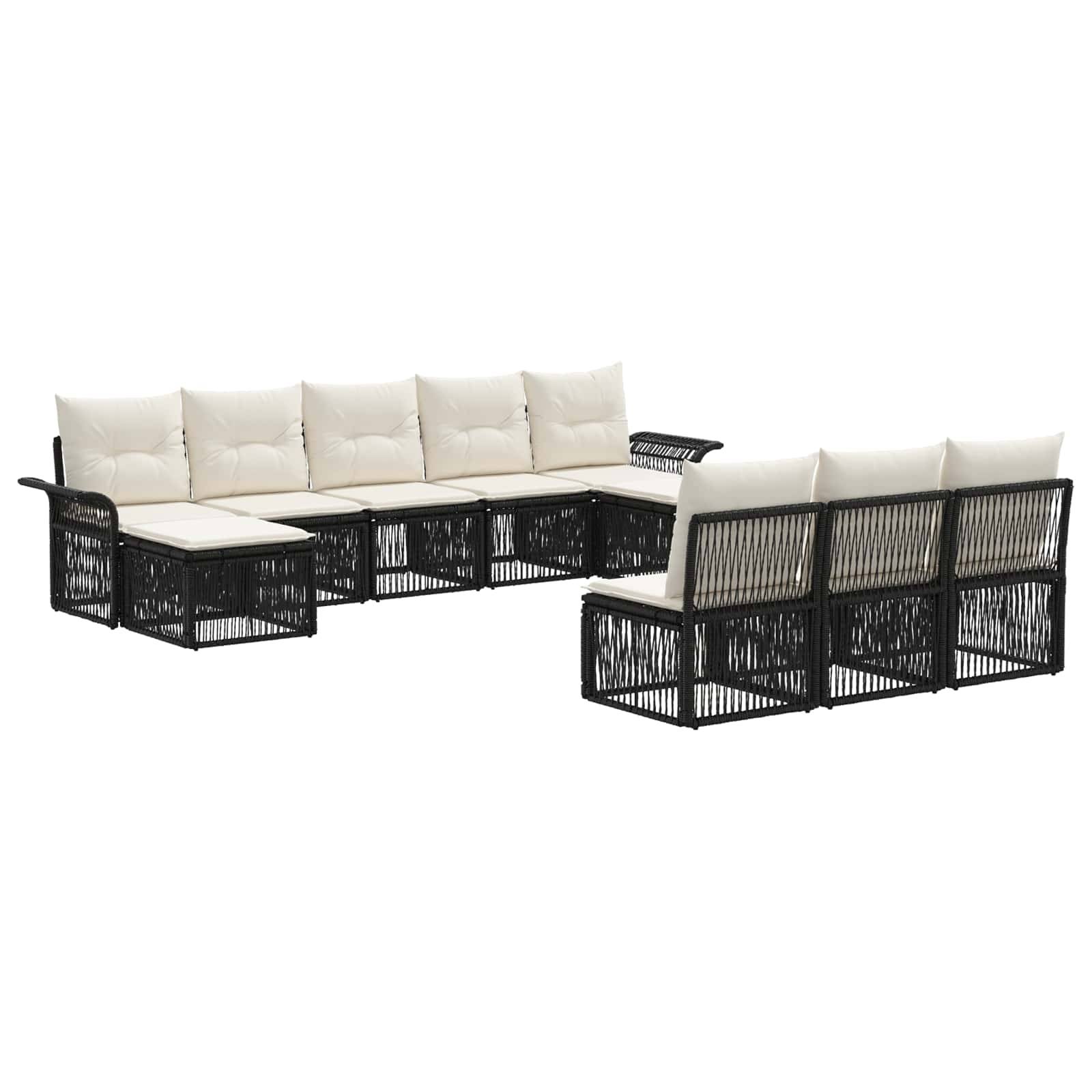 vidaXL Gartensofa-set 10 pcs Schwarz Poly-Rattan