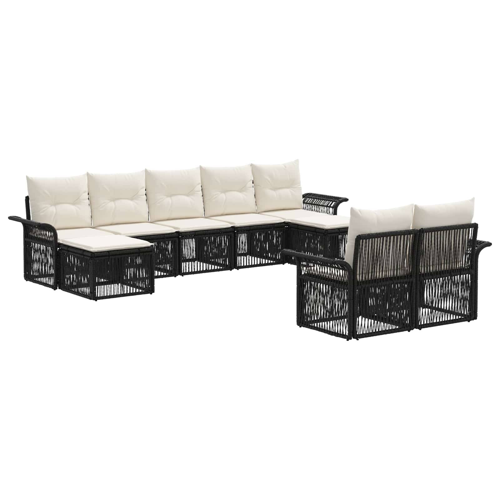 vidaXL Gartensofa-set 9 pcs Schwarz Poly-Rattan