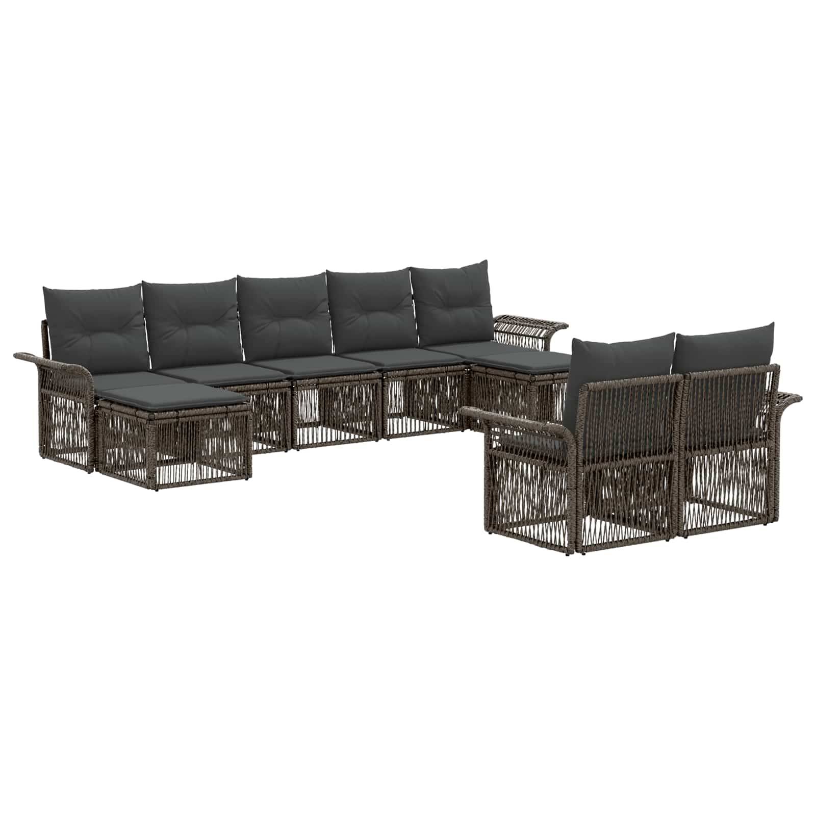 vidaXL Gartensofa-set 9 pcs Grau Poly-Rattan