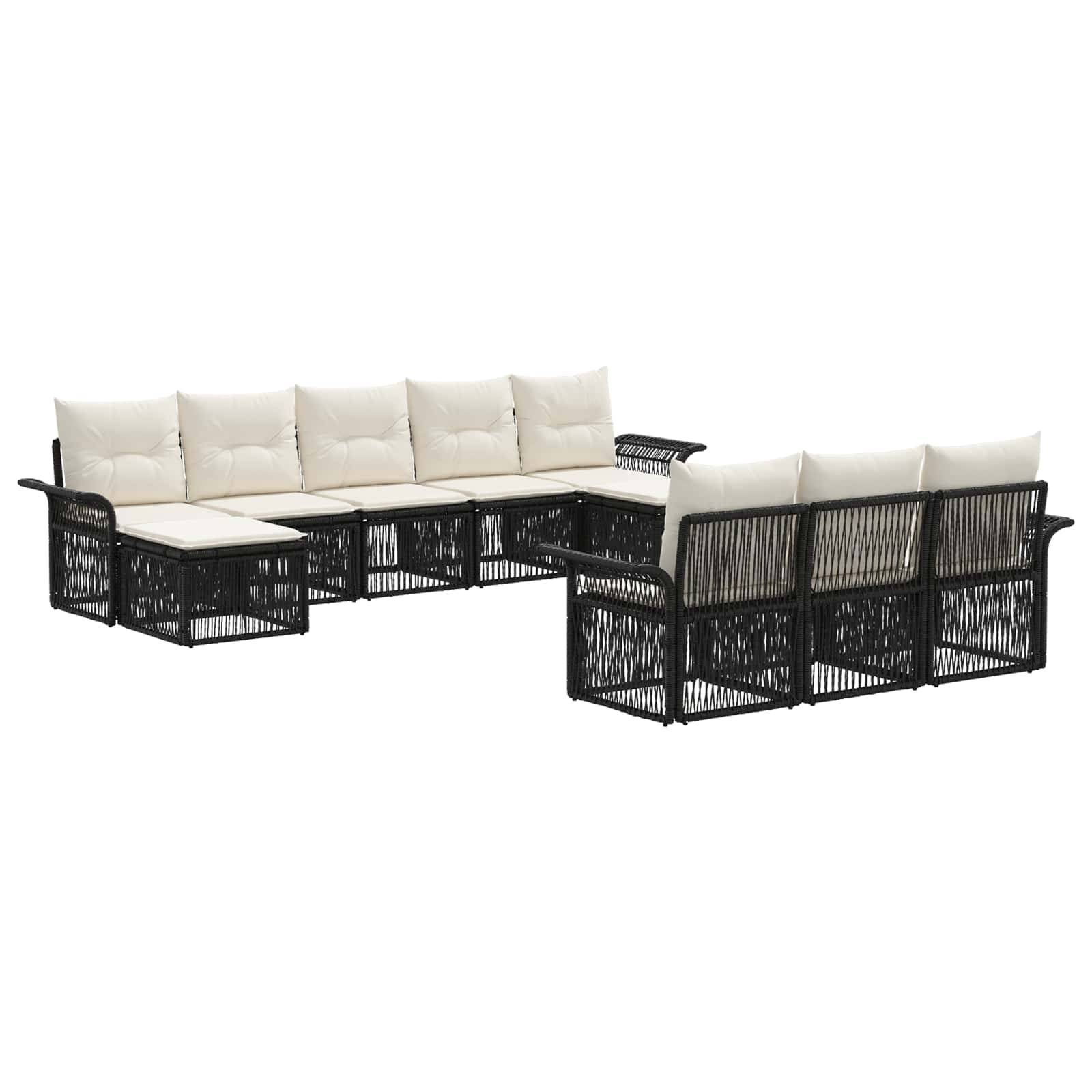 vidaXL Gartensofa-set 10 pcs Schwarz Poly-Rattan