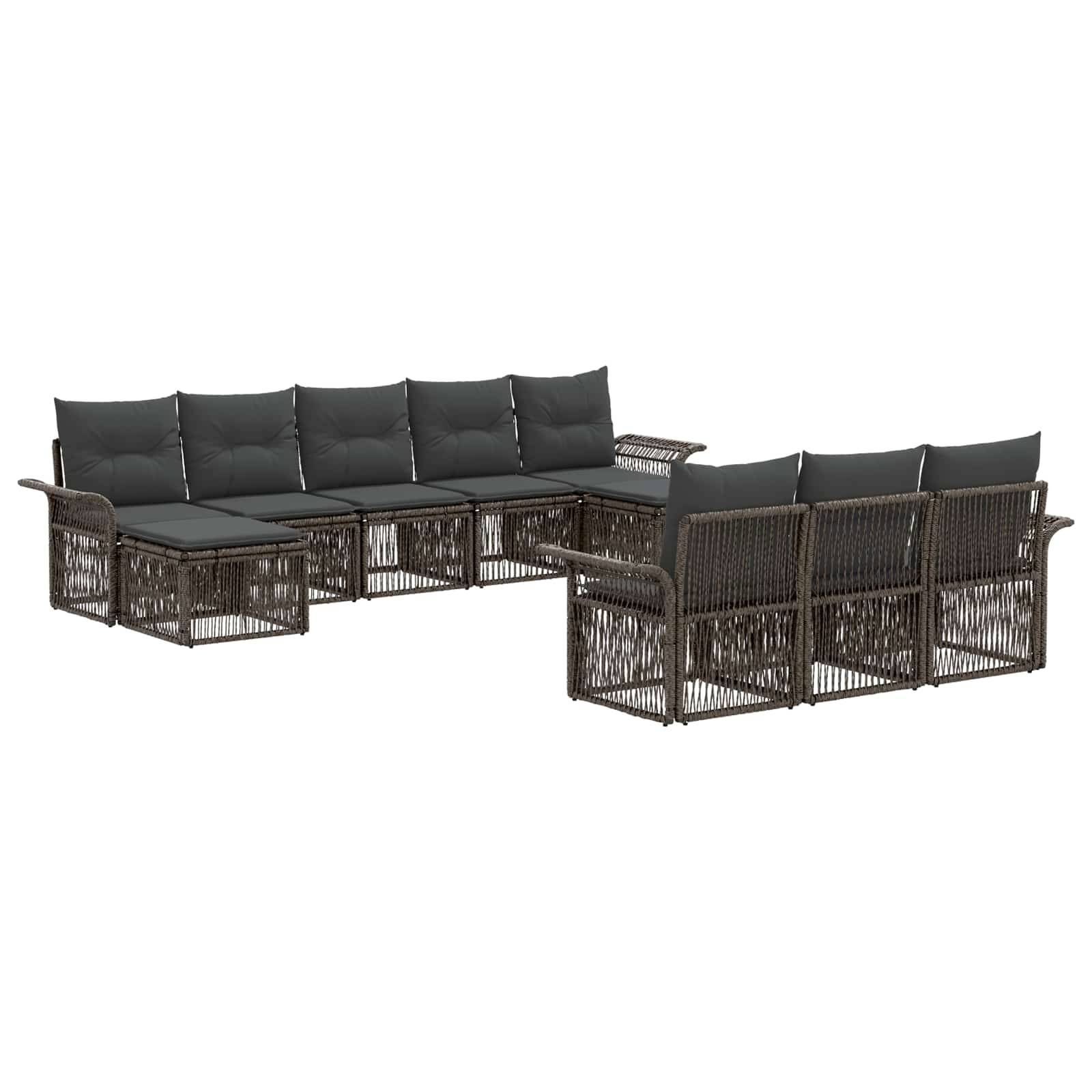 vidaXL Gartensofa-set 10 pcs Grau Poly-Rattan