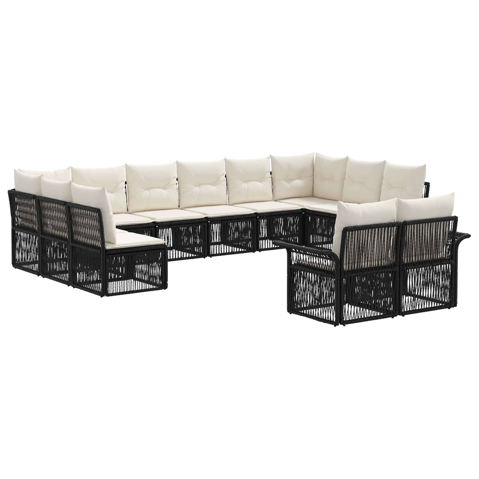 vidaXL Gartensofa-set 12 pcs Schwarz Poly-Rattan