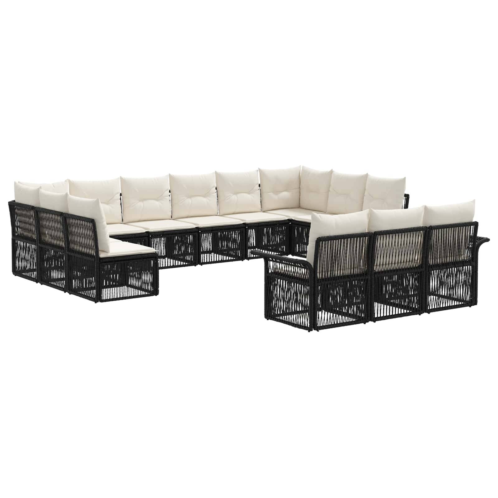 vidaXL Gartensofa-set 13 pcs Schwarz Poly-Rattan
