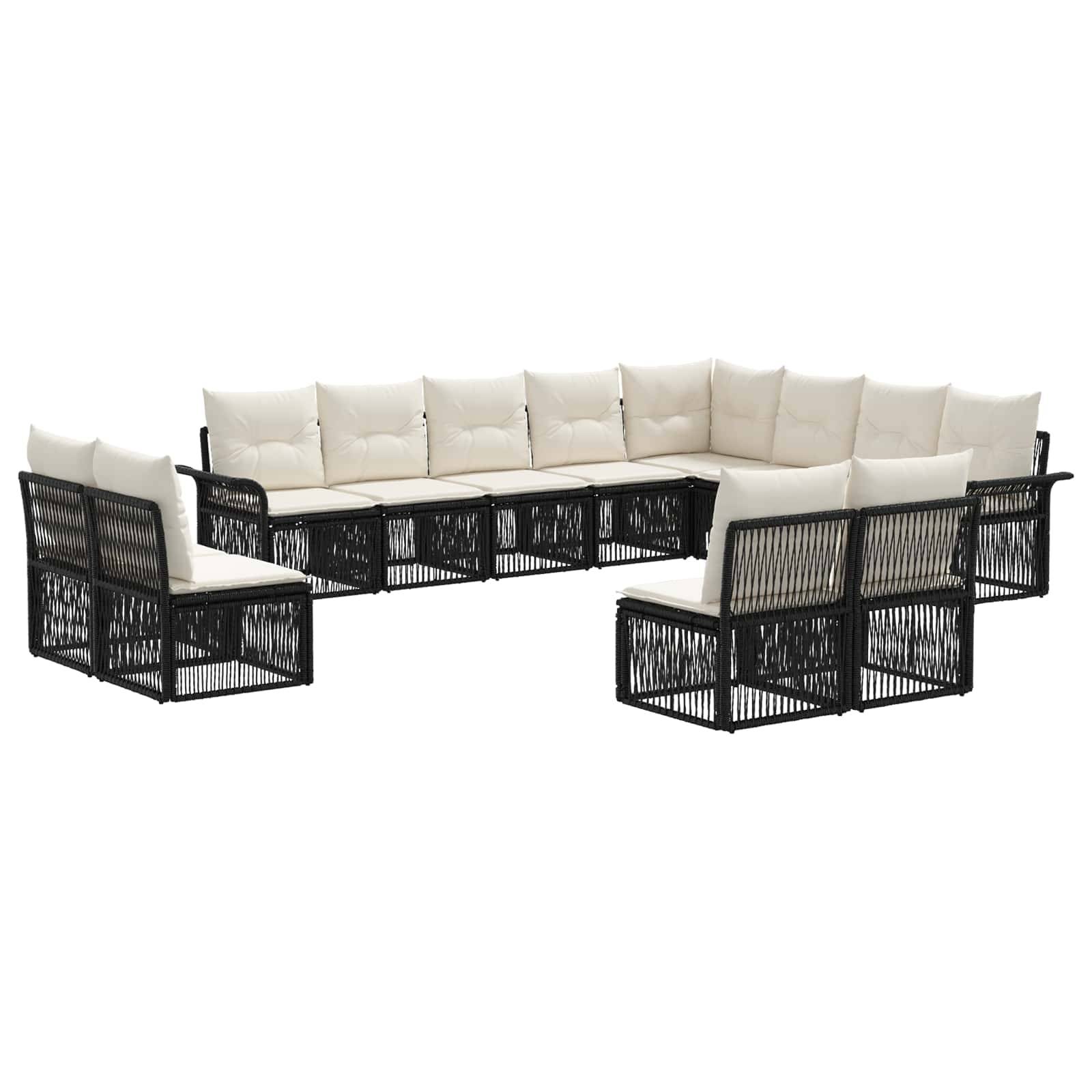 vidaXL Gartensofa-set 12 pcs Schwarz Poly-Rattan