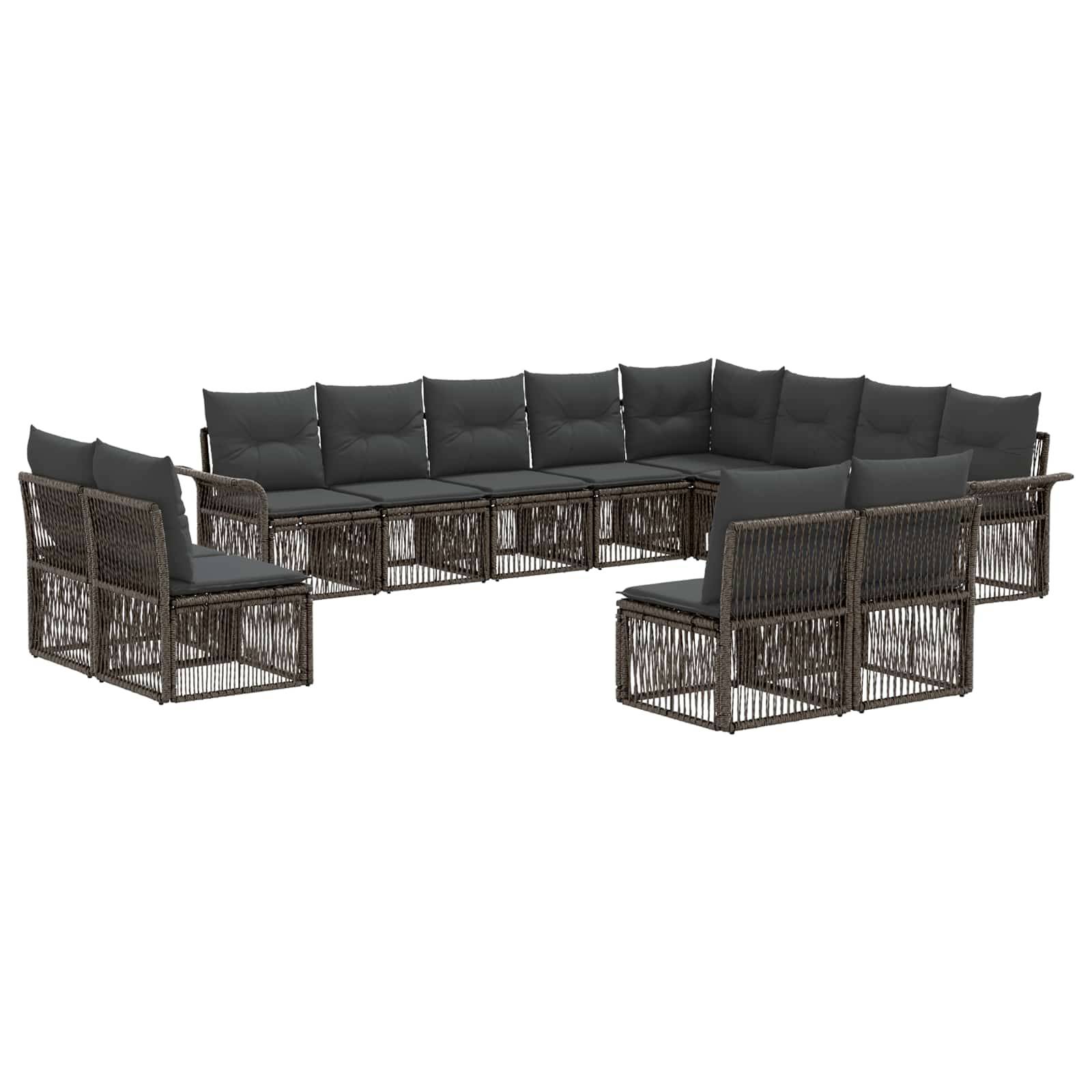 vidaXL Gartensofa-set 12 pcs Grau Poly-Rattan