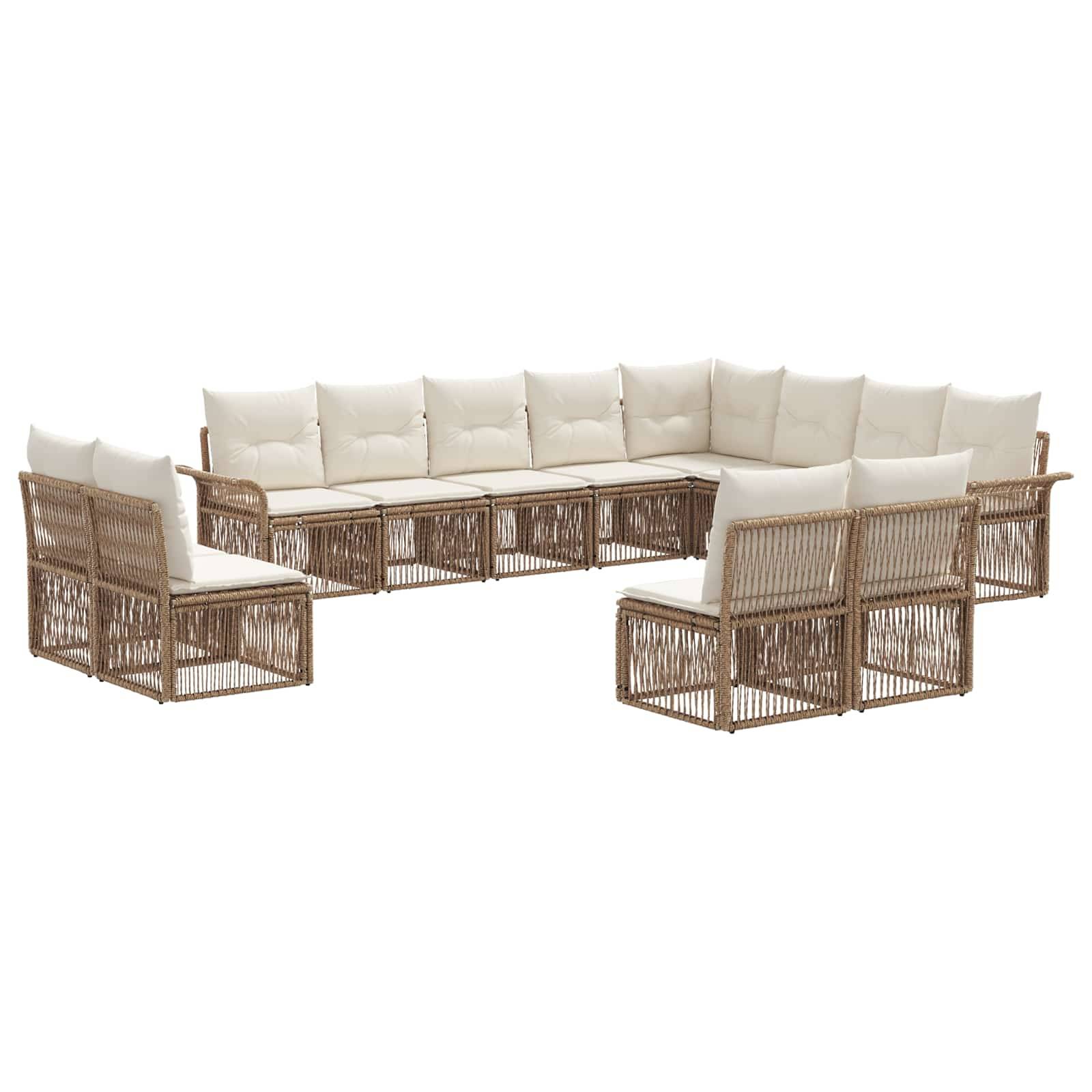 vidaXL Gartensofa-set 12 pcs Beige Poly-Rattan