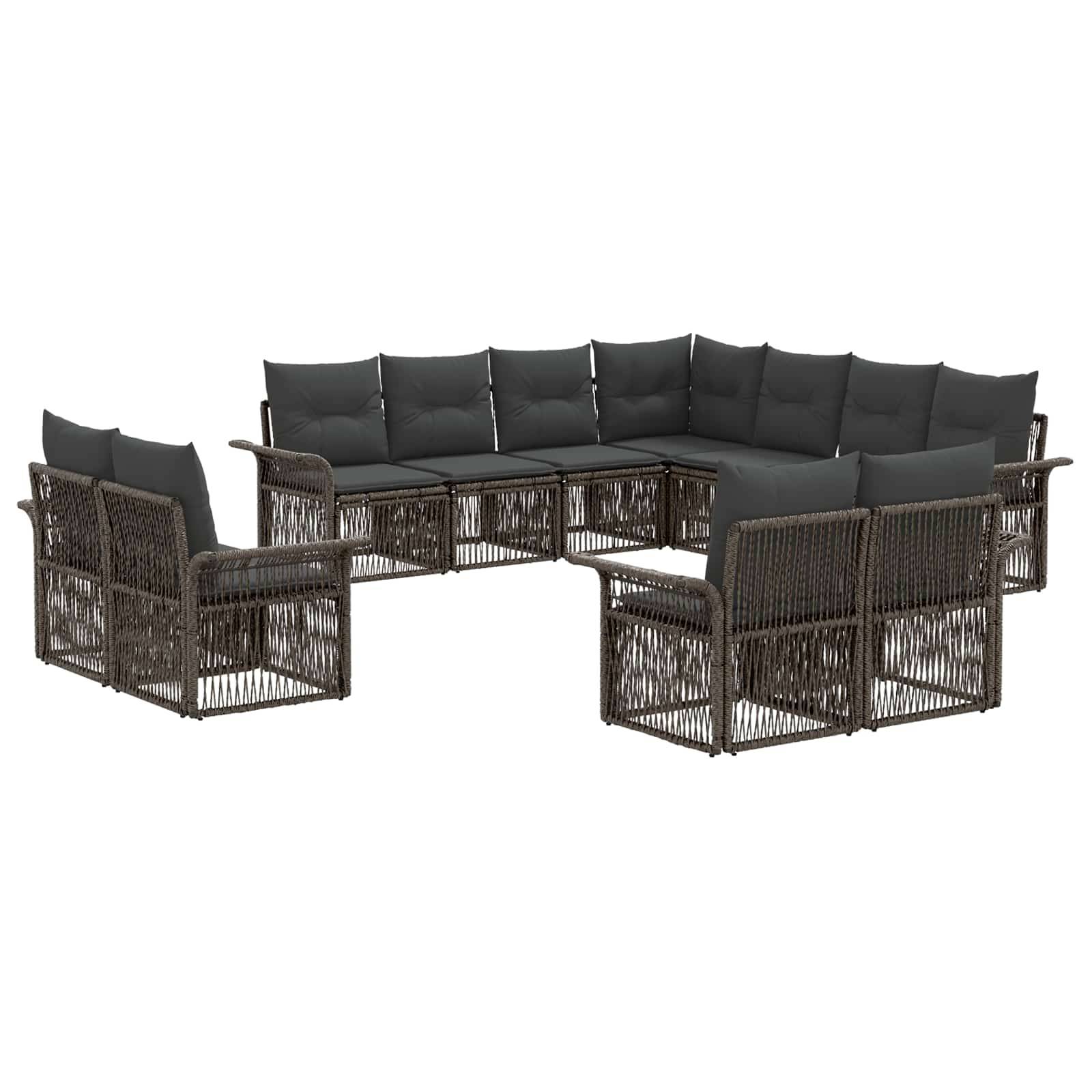 vidaXL Gartensofa-set 11 pcs Grau und Dunkelgrau Poly-Rattan