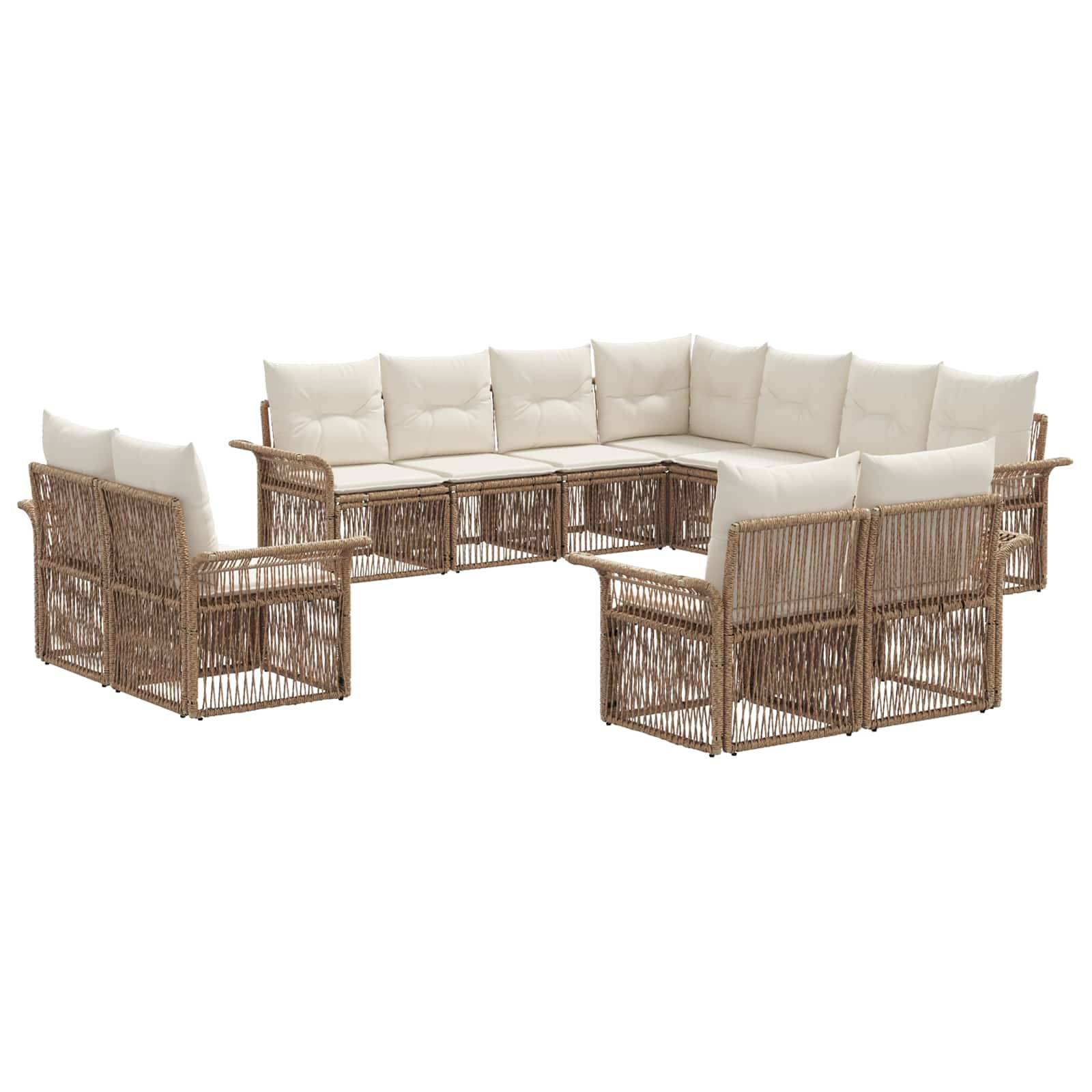 vidaXL Gartensofa-set 11 pcs Beige und Cremeweiß Poly-Rattan