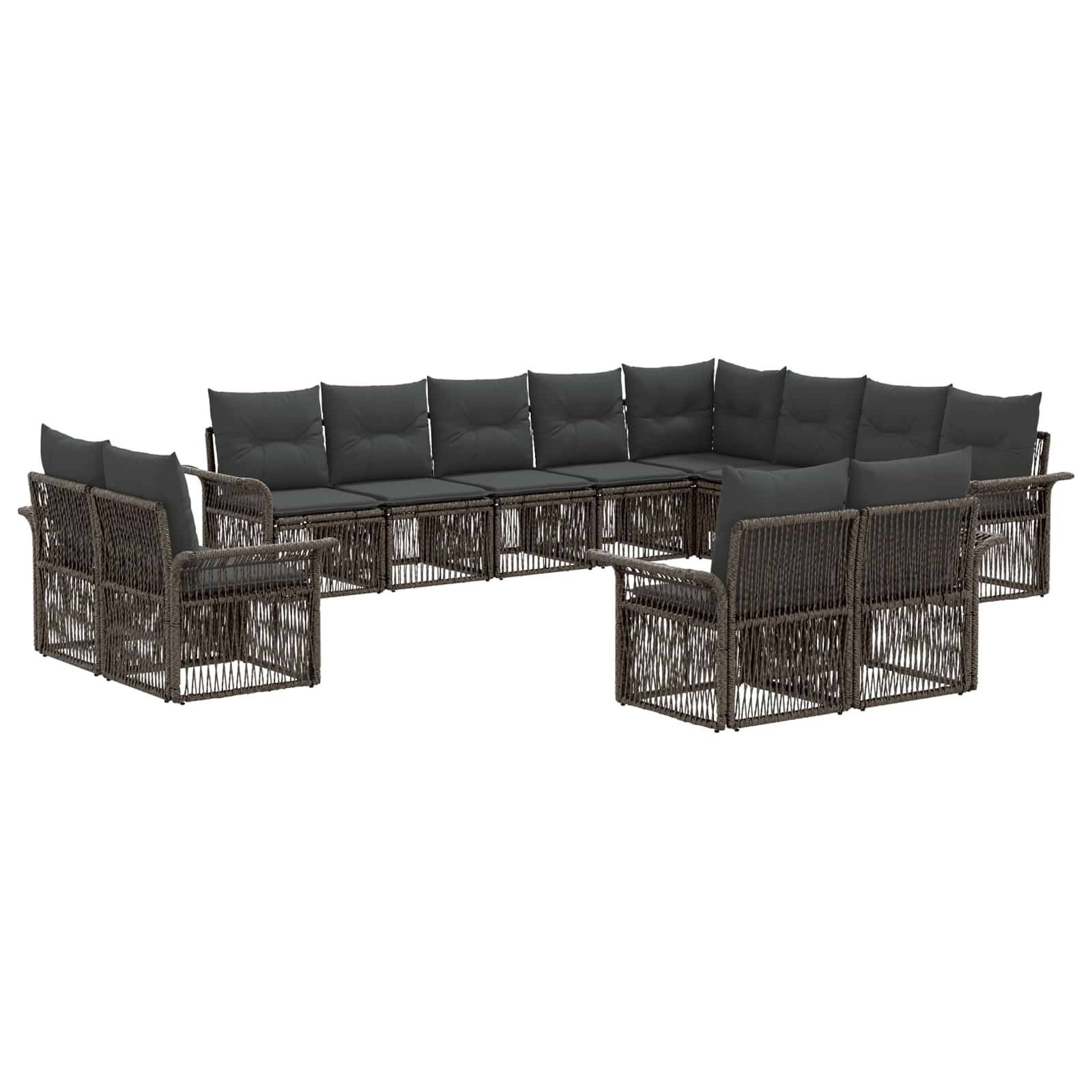 vidaXL Gartensofa-set 12 pcs Grau und Dunkelgrau Poly-Rattan