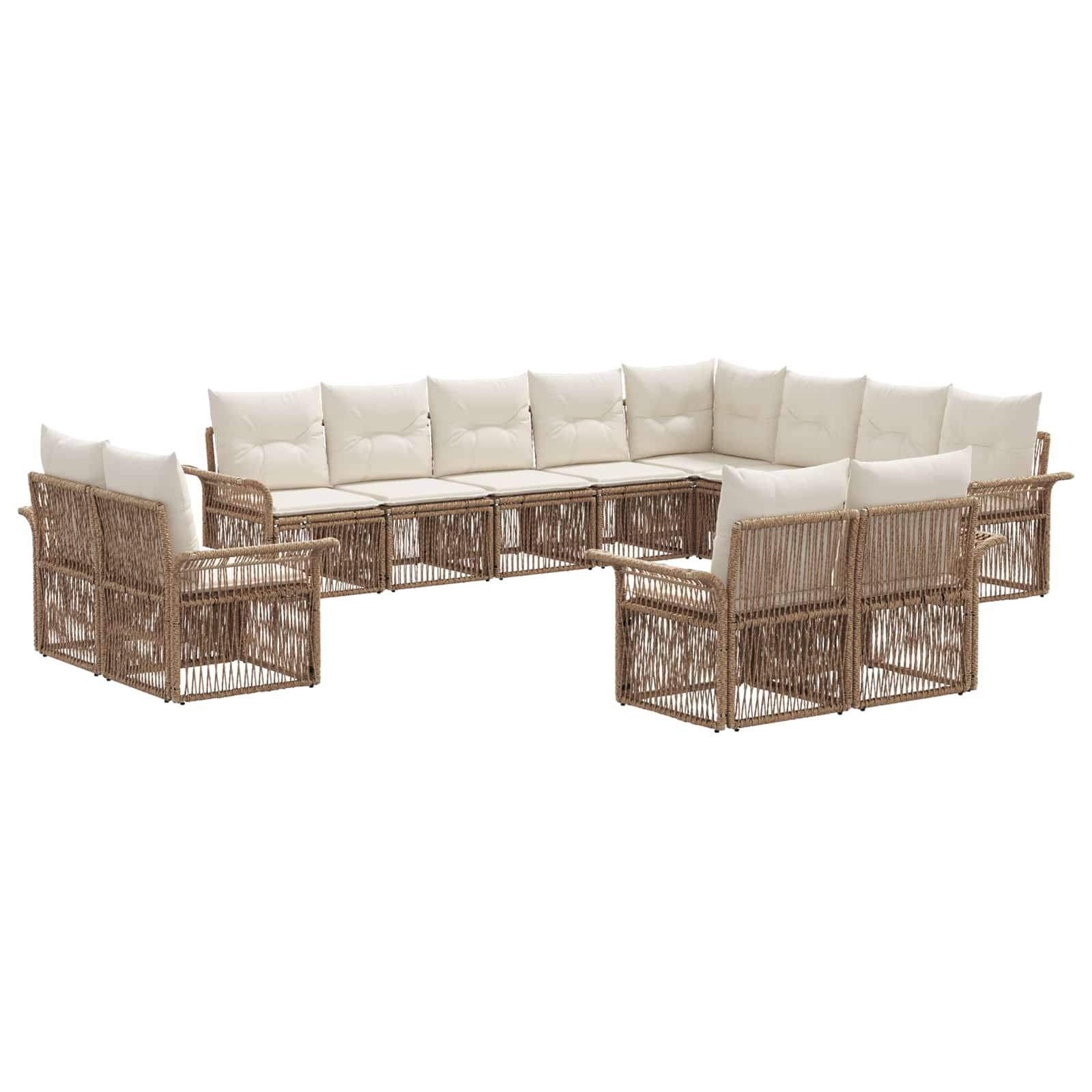vidaXL Gartensofa-set 12 pcs Beige und Cremeweiß Poly-Rattan