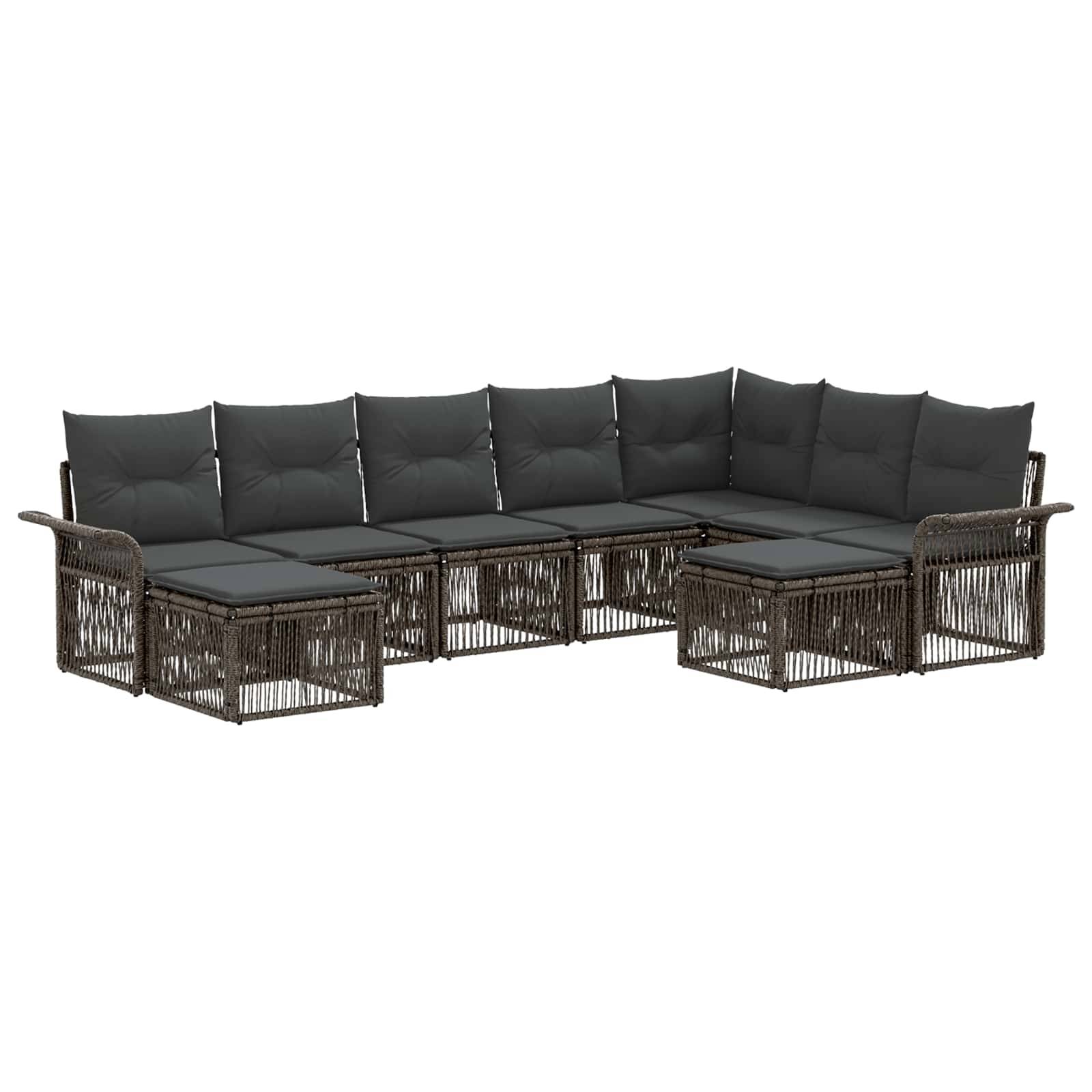 vidaXL Gartensofa-set 9 pcs Grau und Dunkelgrau Poly-Rattan