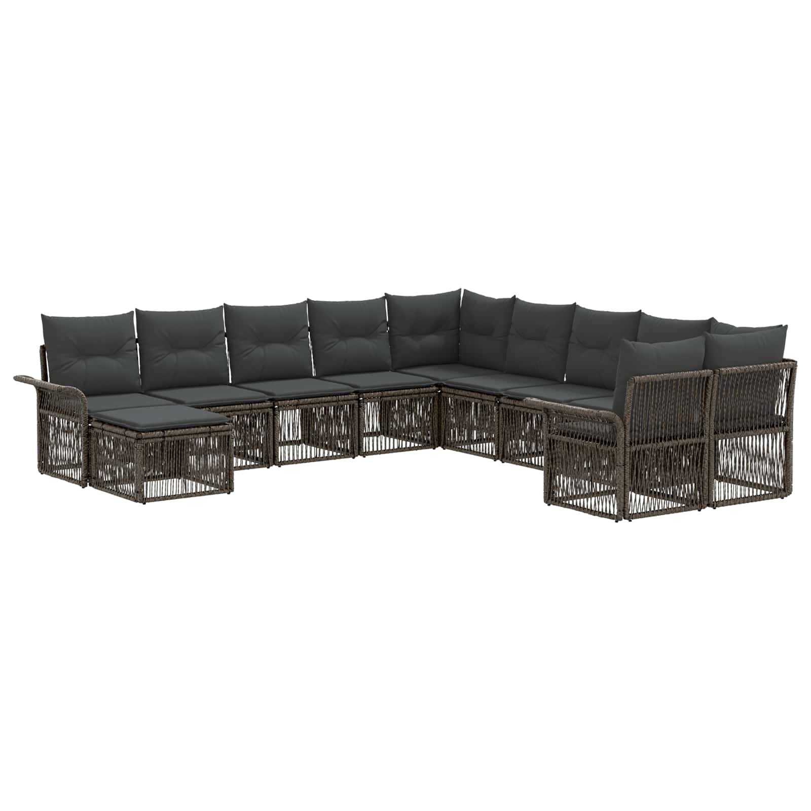 vidaXL Gartensofa-set 11 pcs Grau und Dunkelgrau Poly-Rattan