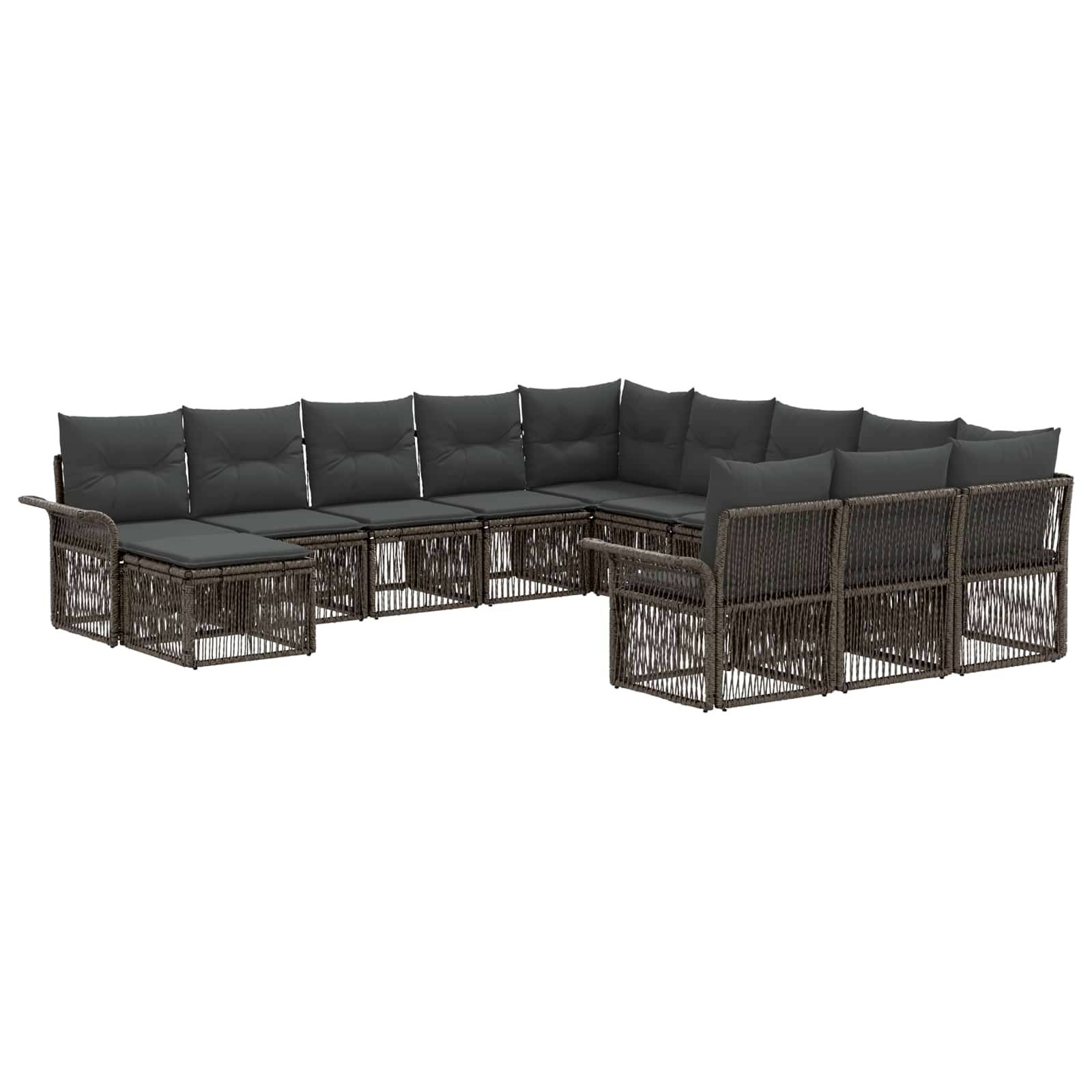 vidaXL Gartensofa-set 12 pcs Grau und Dunkelgrau Poly-Rattan