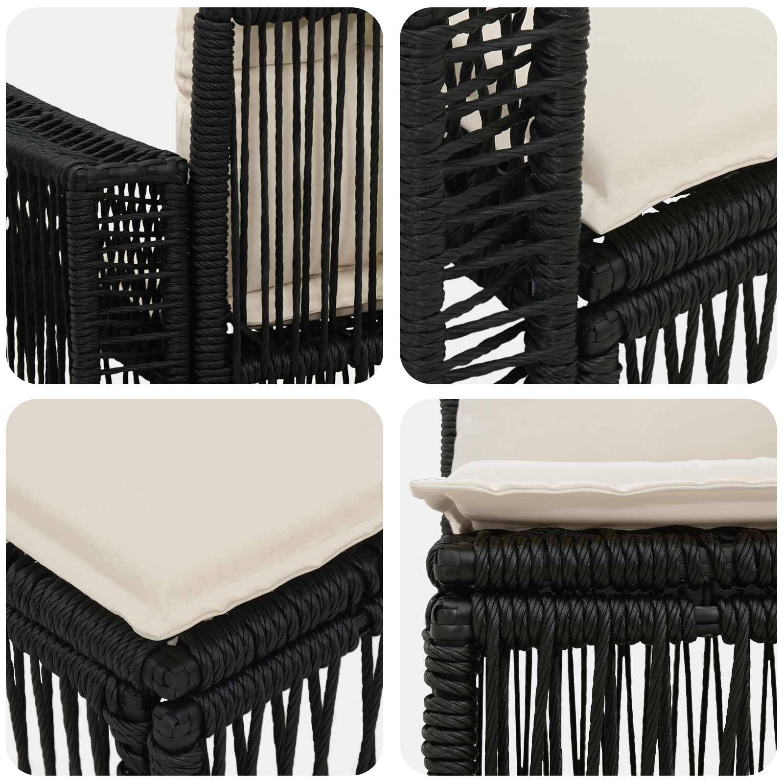 vidaXL Gartensofa-set 5 pcs Schwarz und Cremeweiß Poly-Rattan