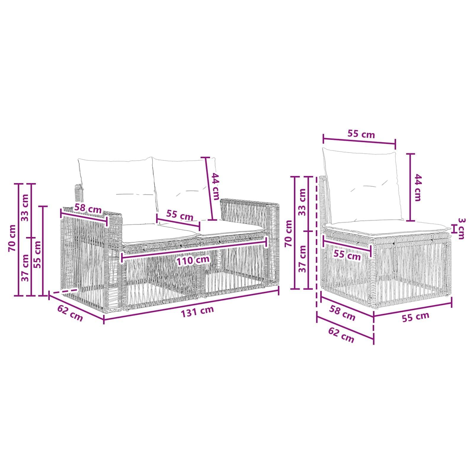 vidaXL Gartensofa-set 5 pcs Grau und Dunkelgrau Poly-Rattan
