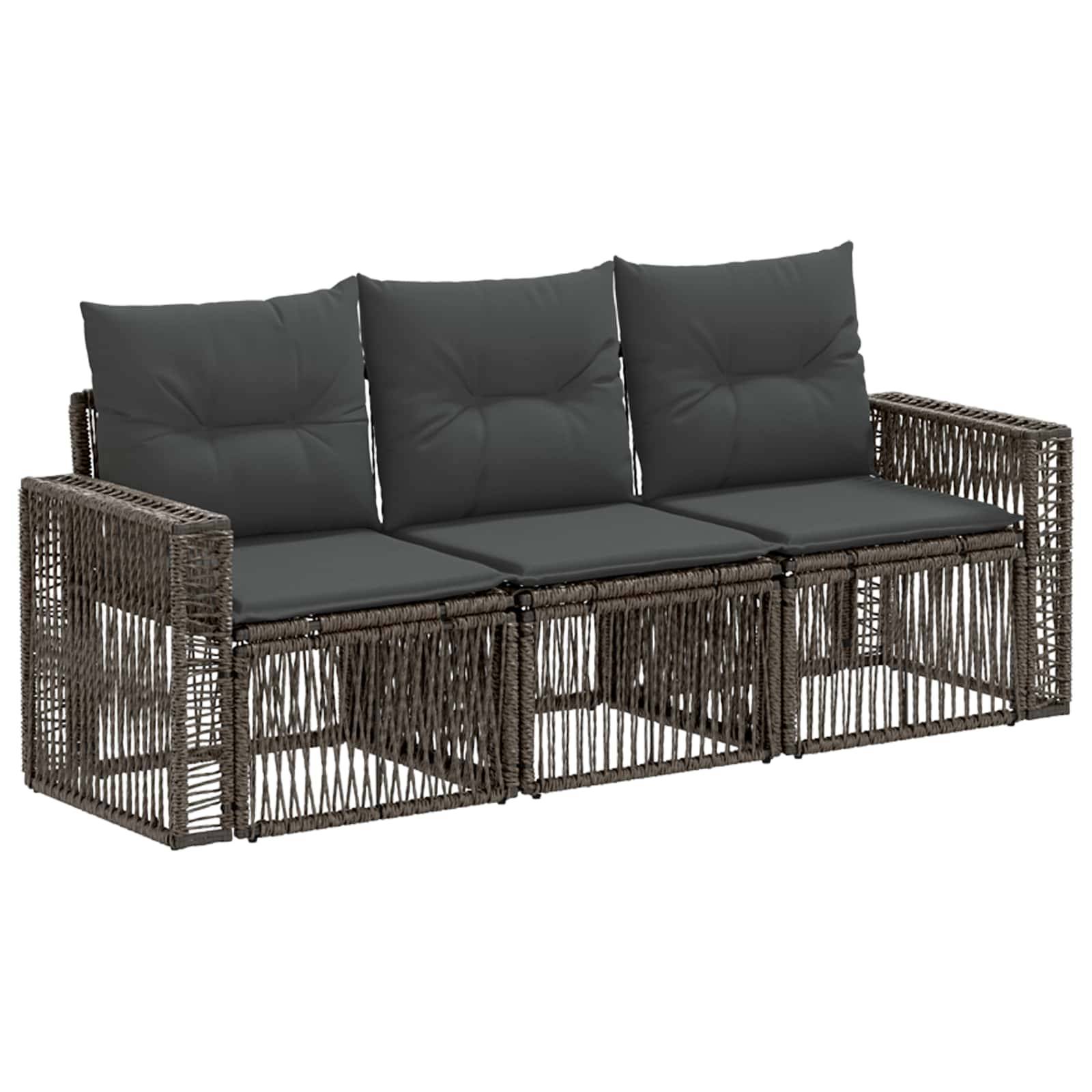 vidaXL Gartensofa-set 3 pcs Grau und Dunkelgrau Poly-Rattan