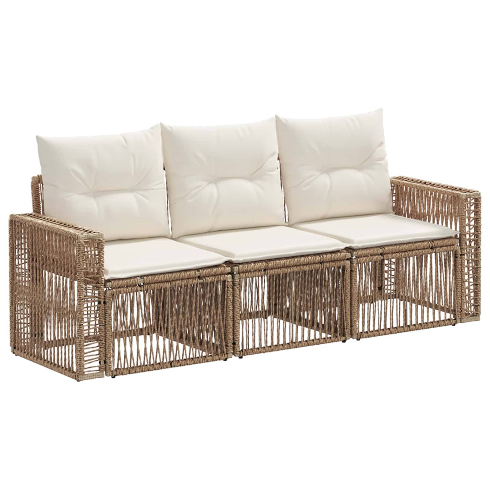 vidaXL Gartensofa-set 3 pcs Beige und Cremeweiß Poly-Rattan