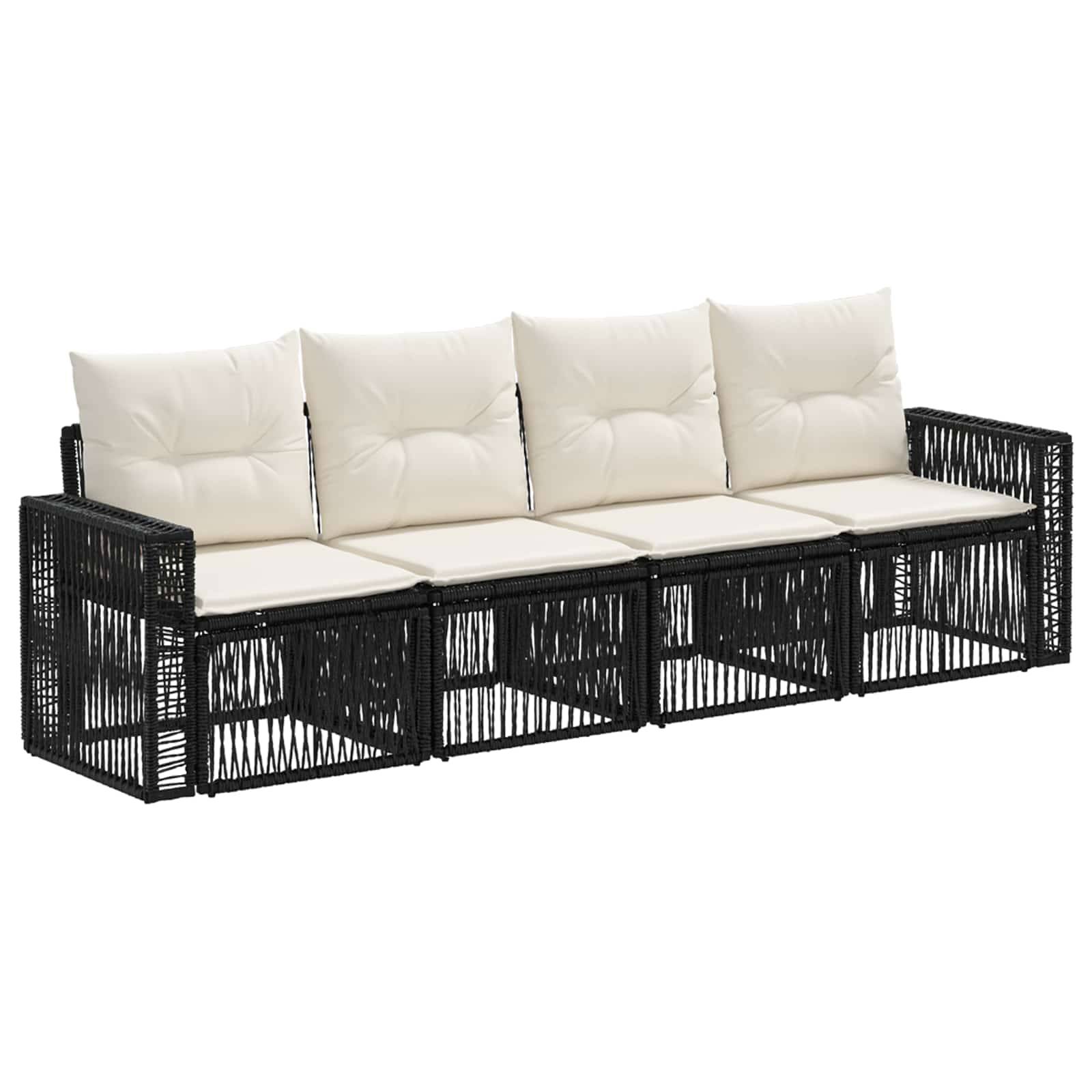 vidaXL Gartensofa-set 4 pcs Schwarz und Cremeweiß Poly-Rattan