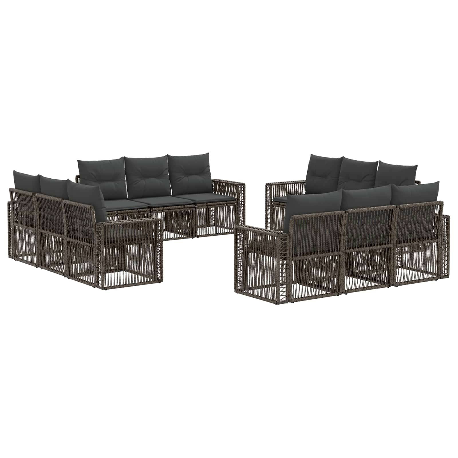 vidaXL Gartensofa-set 12 pcs Grau und Dunkelgrau Poly-Rattan