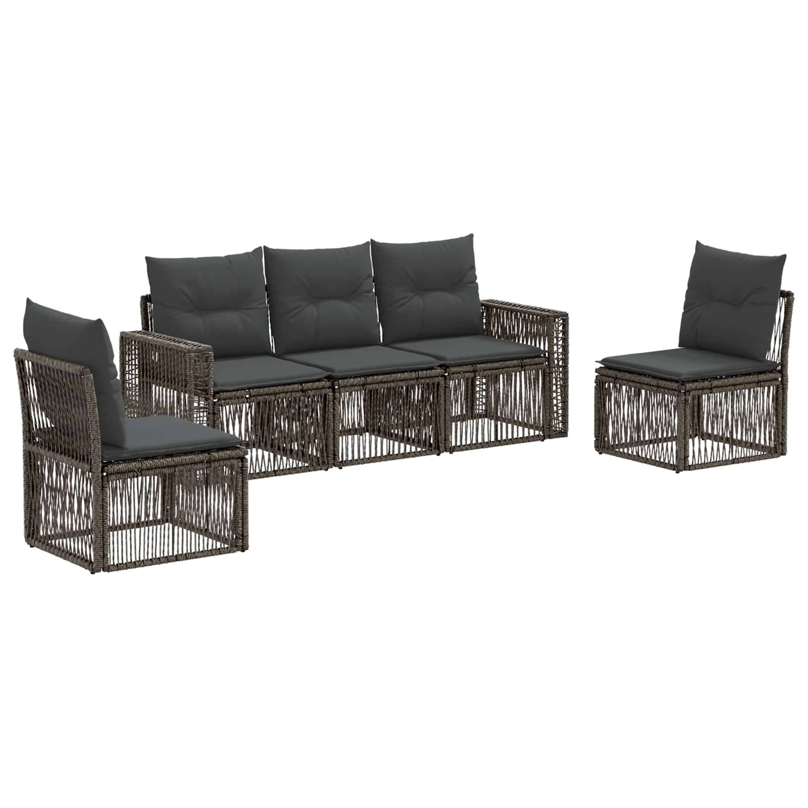 vidaXL Gartensofa-set 5 pcs Grau und Dunkelgrau Poly-Rattan