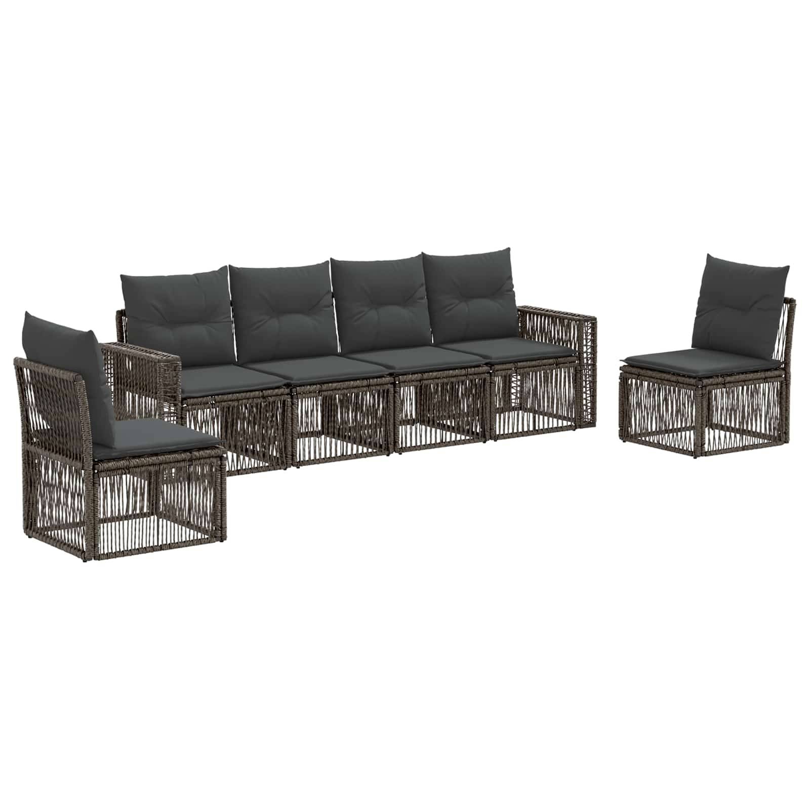 vidaXL Gartensofa-set 6 pcs Grau und Dunkelgrau Poly-Rattan