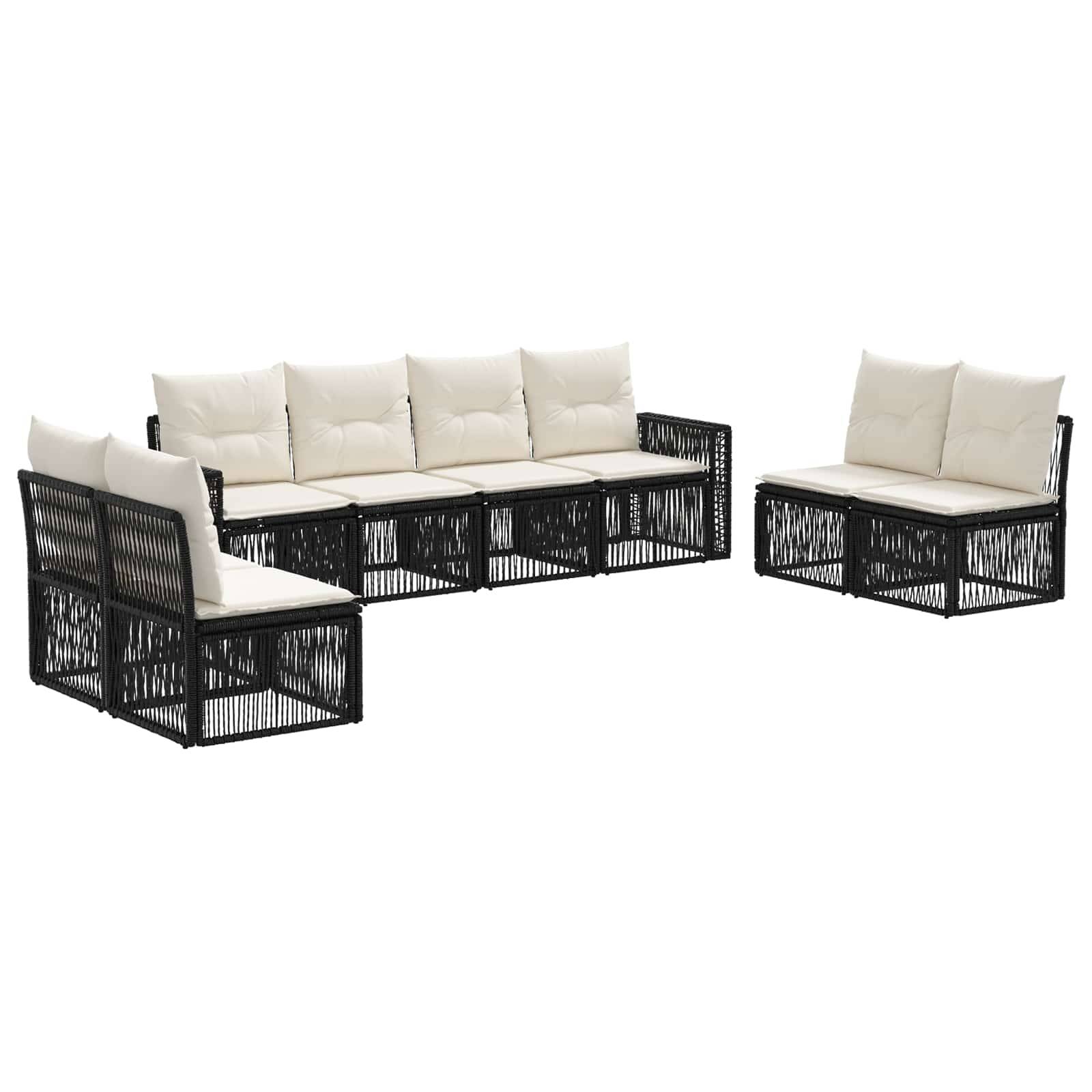vidaXL Gartensofa-set 8 pcs Schwarz und Cremeweiß Poly-Rattan