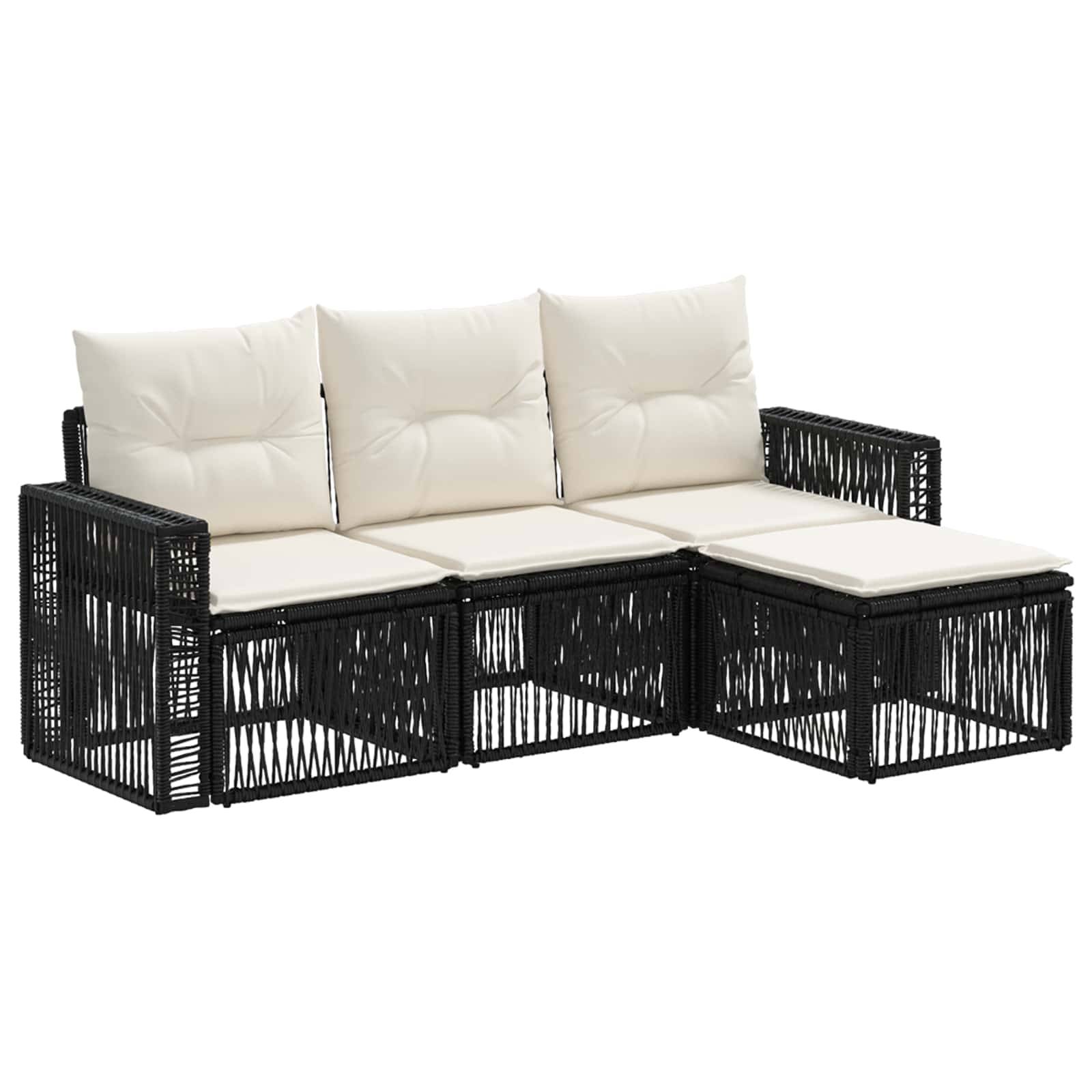vidaXL Gartensofa-set 4 pcs Schwarz und Cremeweiß Poly-Rattan