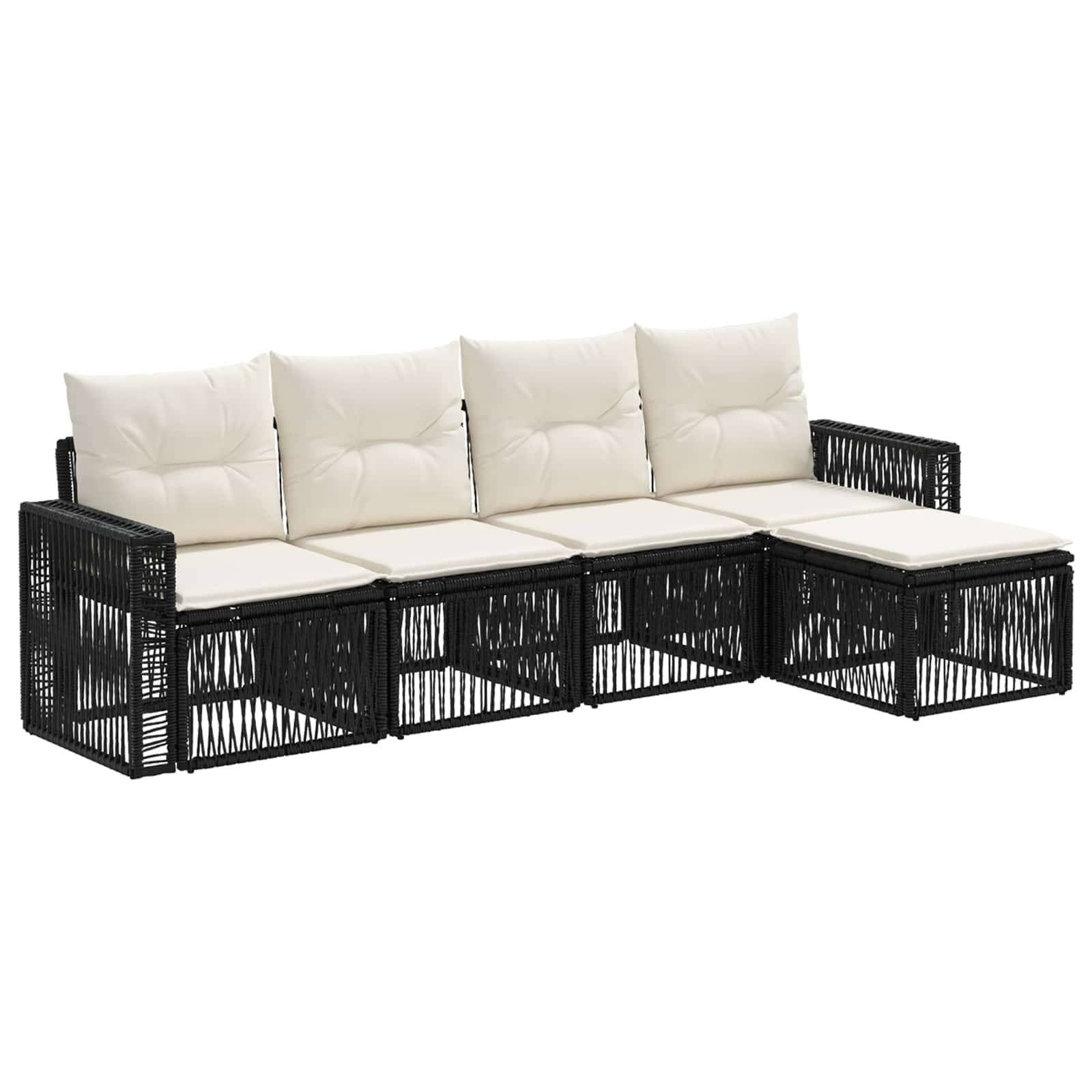 vidaXL Gartensofa-set 5 pcs Schwarz und Cremeweiß Poly-Rattan