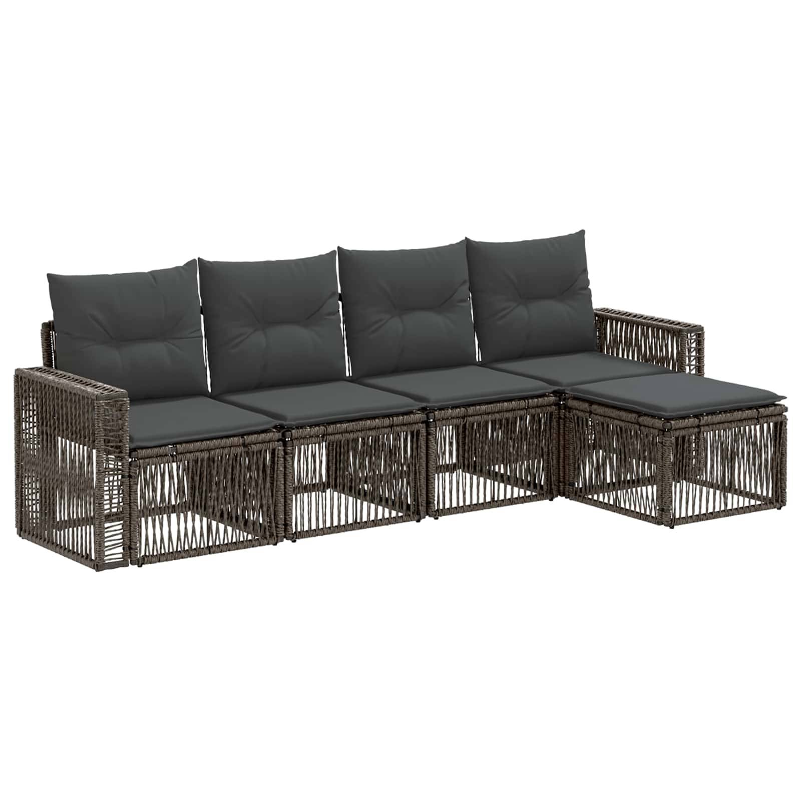 vidaXL Gartensofa-set 5 pcs Grau und Dunkelgrau Poly-Rattan